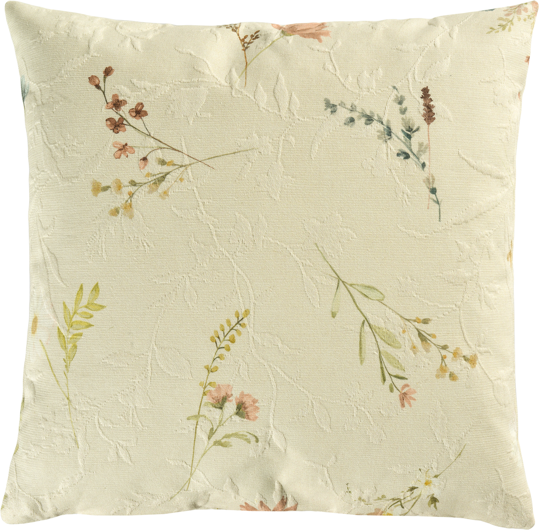 Sander Kissenhülle FLAM ca. 50x50cm in Farbe creme, Kissen, Kissenbezug, Pflanzenmuster, Blumenmuster, Leinenoptik