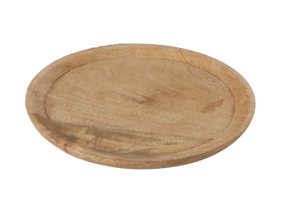 Boltze Teller Maino Holz Holzfarben, Servierteller, Holzteller, Mango-Holz, Rund, Erhöhter Rand