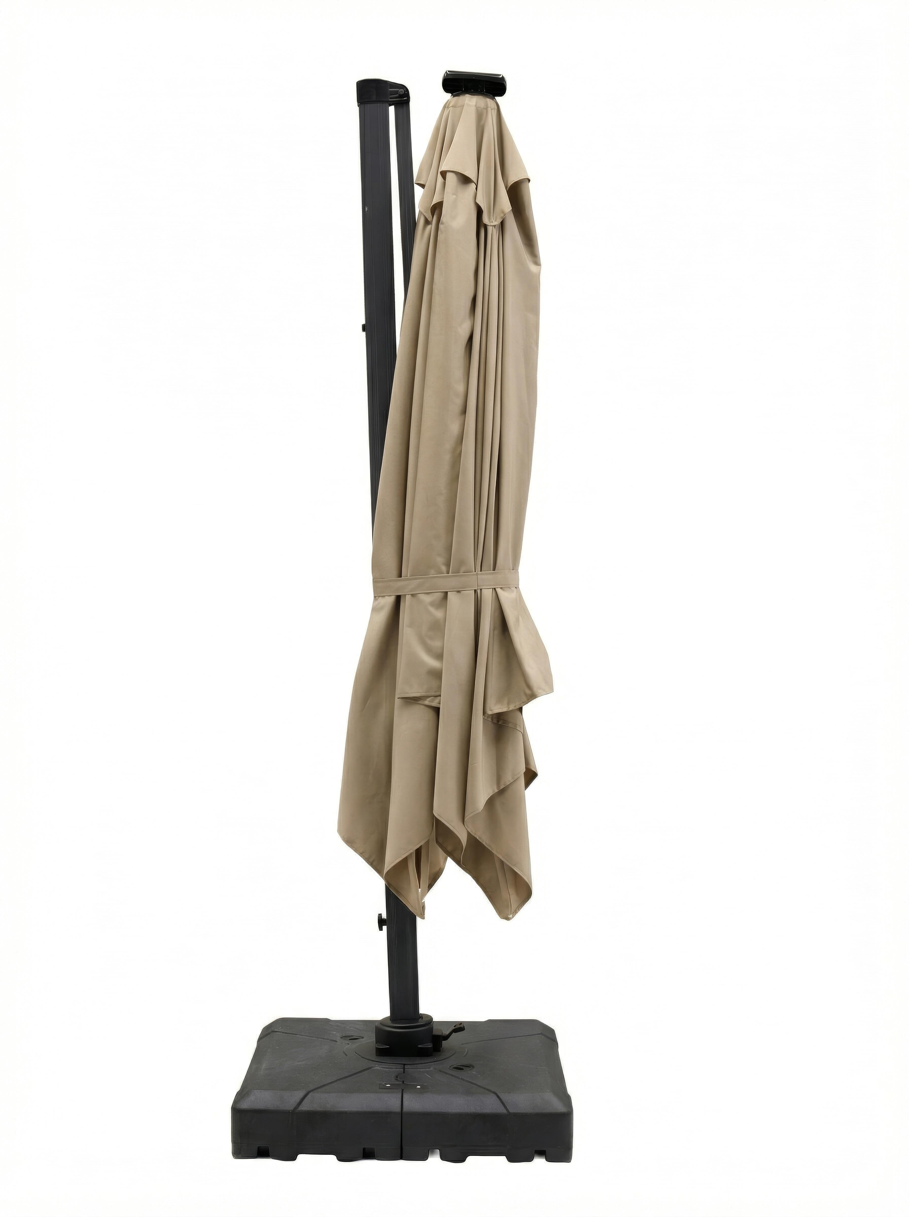 Ampelschirm in Grau, Schirm, Sonnenschirm, Bezug aus Stoff, Beige, Falte