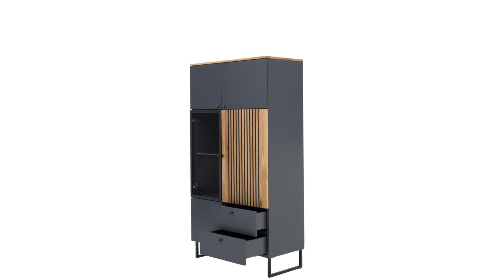 Interliving Highboard INTERLIVING-5605 B/H/T ca.86x158x42cm in Lack quarzgrau