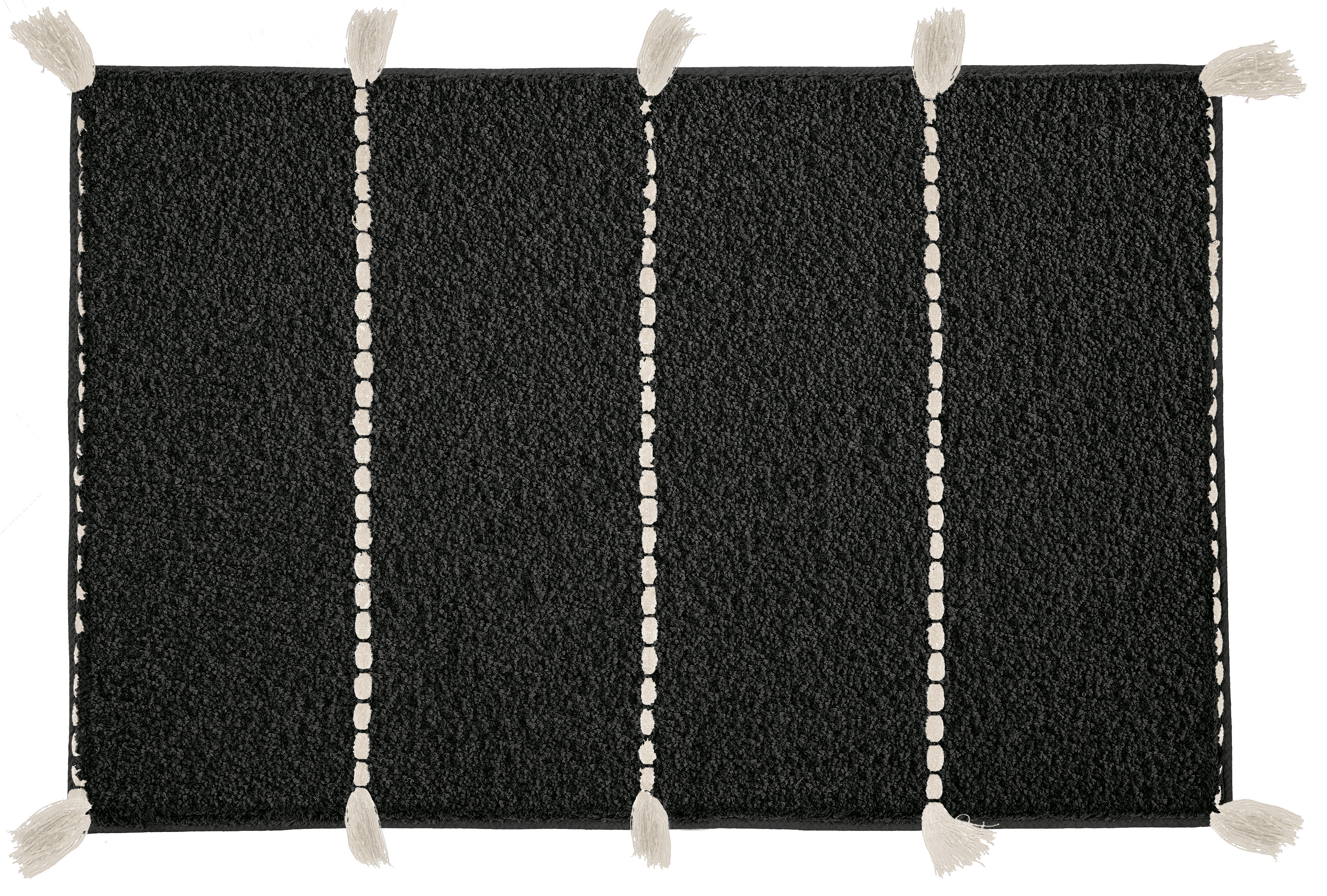 Kleine Wolke Badteppich TRAVIS ca. 60x90cm in Farbe Schwarz, schwarz, Stoff, Nähte, Taschenrolle, Stoffprobe