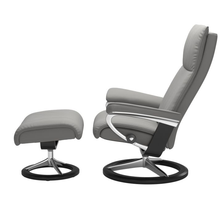 Stressless Sessel mit Hocker Aura (S) in Leder Paloma silver grey