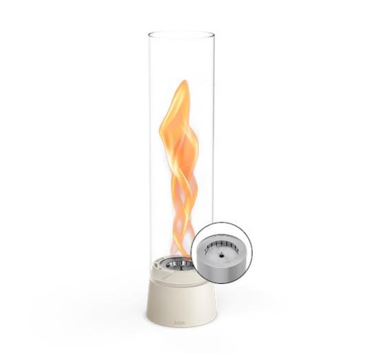Tischfeuer SPIN air 1200 in Emaille creme H54cm, Tischheizer, Flammenkamin, Gasflamme, Glasschutz, Thermoanzeige