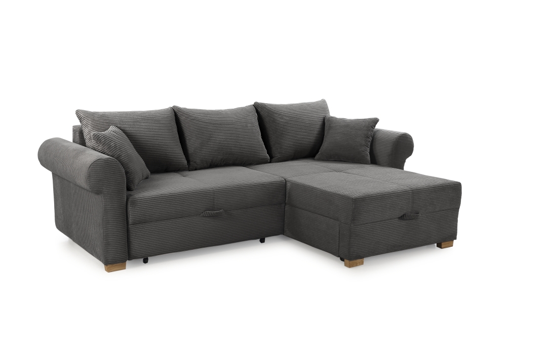 JOB Ecksofa LIST ca. 248x161cm in Stoff Cord grau