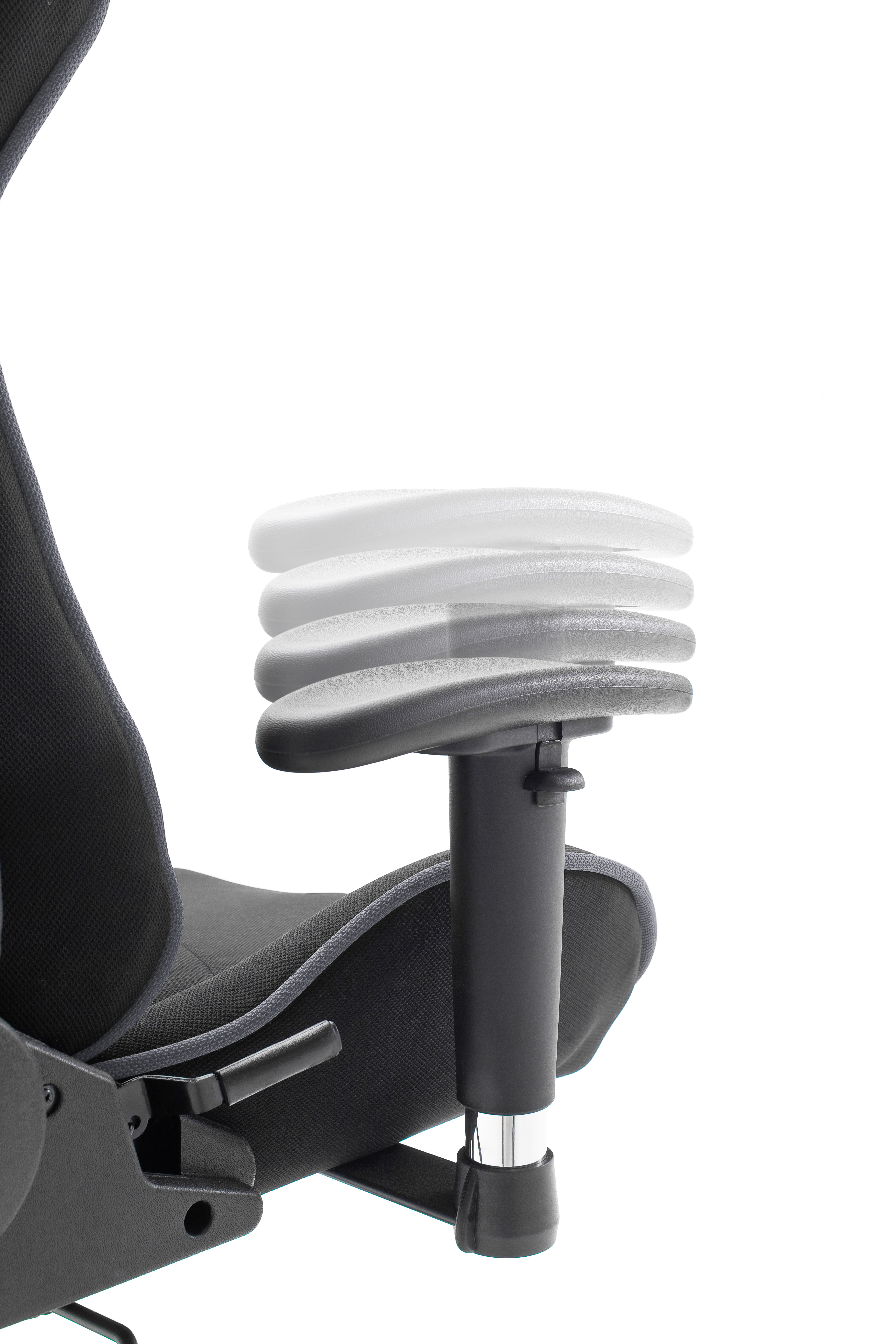 MCA Furniture Chefsessel MC RACING in Stoff schwarz-grau, Armschiene, Armlehnen, Verstellbare Armlehne, Stuhlarmlehne, Gepolstert