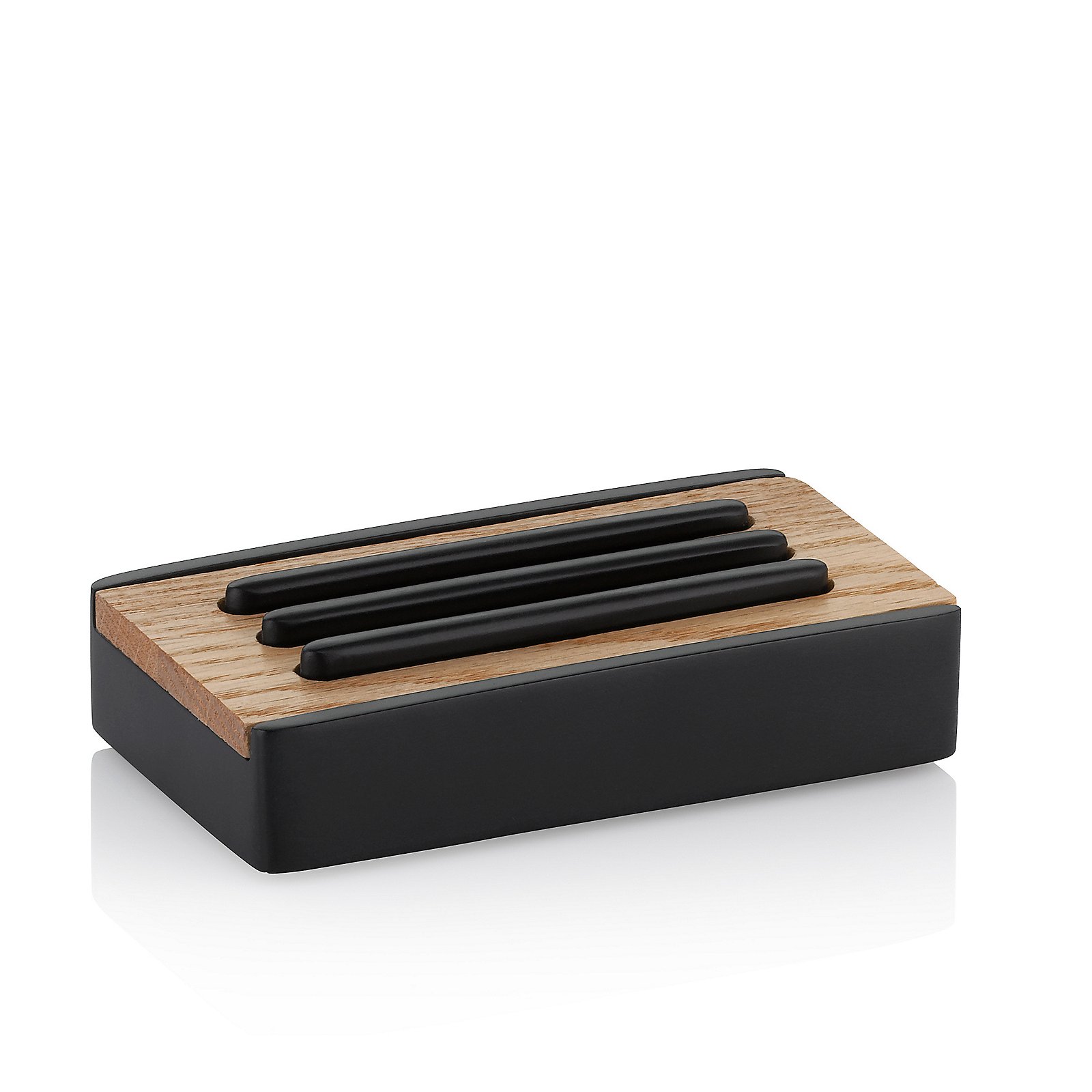 Kela Seifenschale Cube CUBE in Schwarz, Schneidebrett, Schneidplatte, Holz, Schwarz, Messerhalterung, Schneidebrett, Kochbrett, Holzoberfläche, Schneidefläche, Schwarz