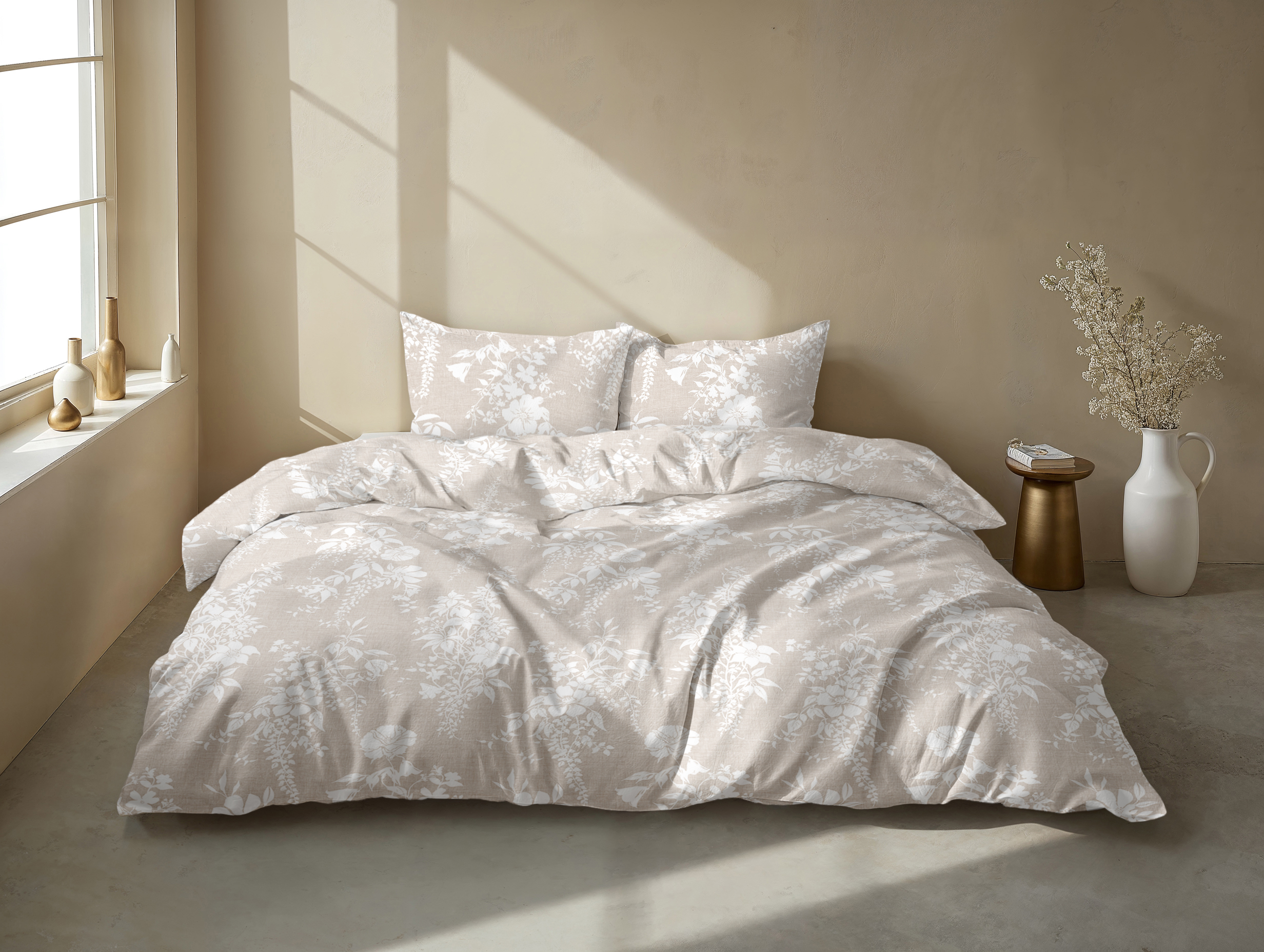 Heckettlane Bettwäsche ca. 155x220cm in Farbe Sandy-Beige, Kissen, Dekoration für Zuhause, Mobiliar, Bett, Decke