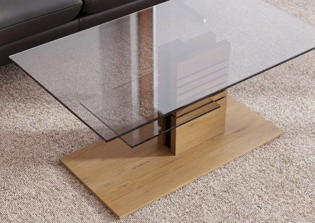 Couchtisch 5655 ca. 100x47-65x60cm in Wildeiche bianco