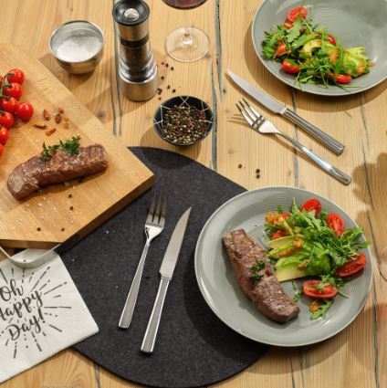 Rösle Steakbesteck-Set 12-tlg. ELEGANCE, Steak, Rindfleisch, Teller, Salat, Tischdekoration