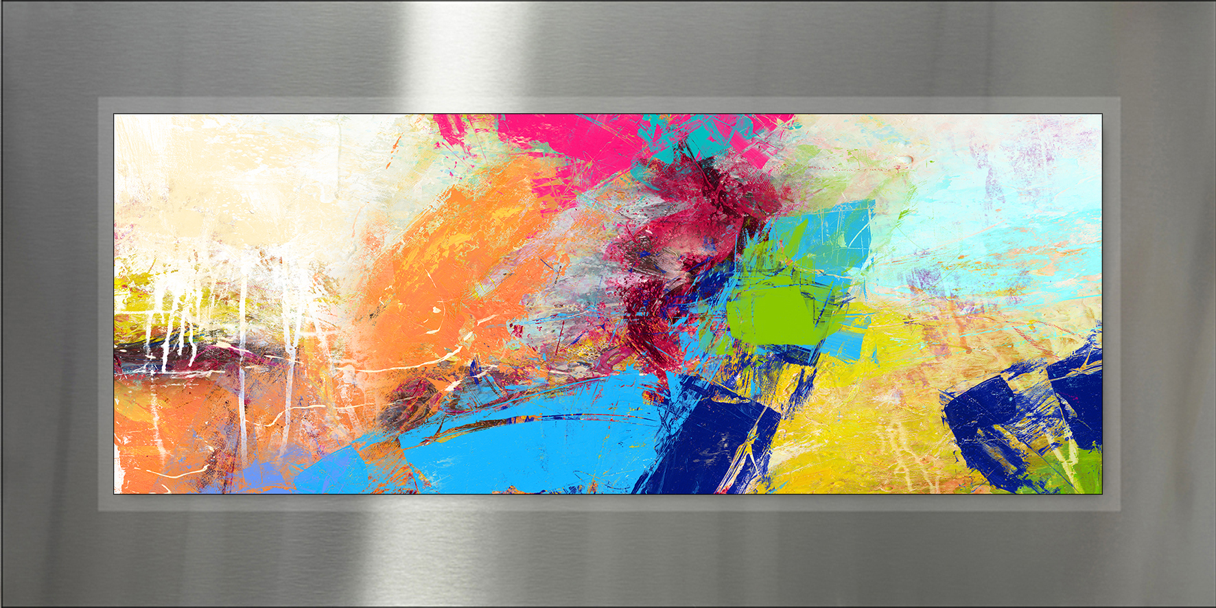 PRO ART Double-Alu - Dibond bedruckt mit Aufsatz aus Dibond 100x50cm Colorful Way III