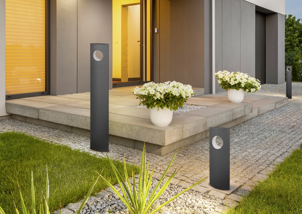 Trio LED-Stehleuchte KATUN in anthrazit, Metall Nickel matt