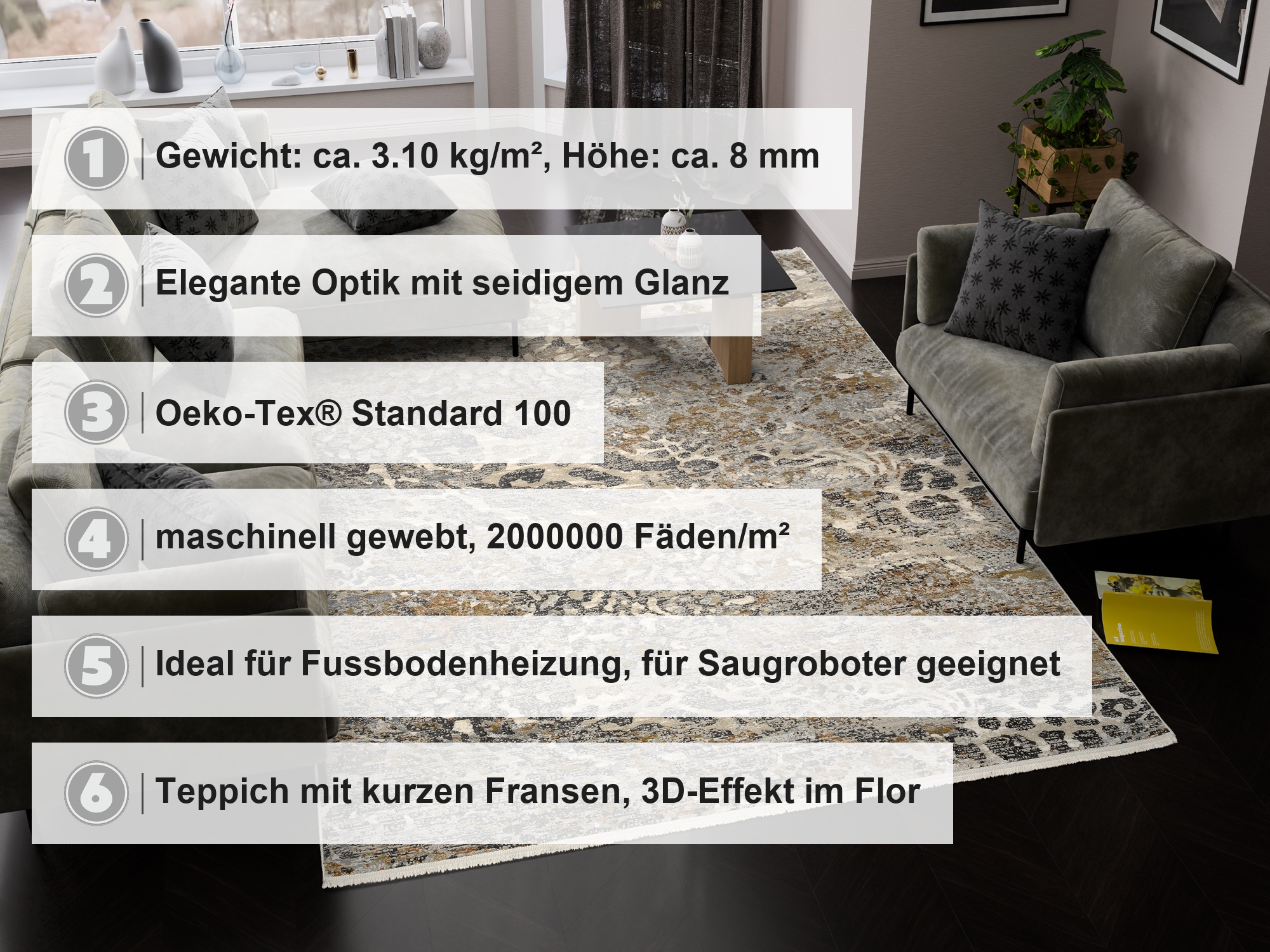 OCI Designer Teppich LAVA DELUXE ca. 160x230cm in Farbe beige-mix OCI Designer Teppich LAVA DELUXE ca. 160x230cm in Farbe beige-mix, Teppich, Orient-Teppich, gemustert, Wohnzimmer, Bodenbelag