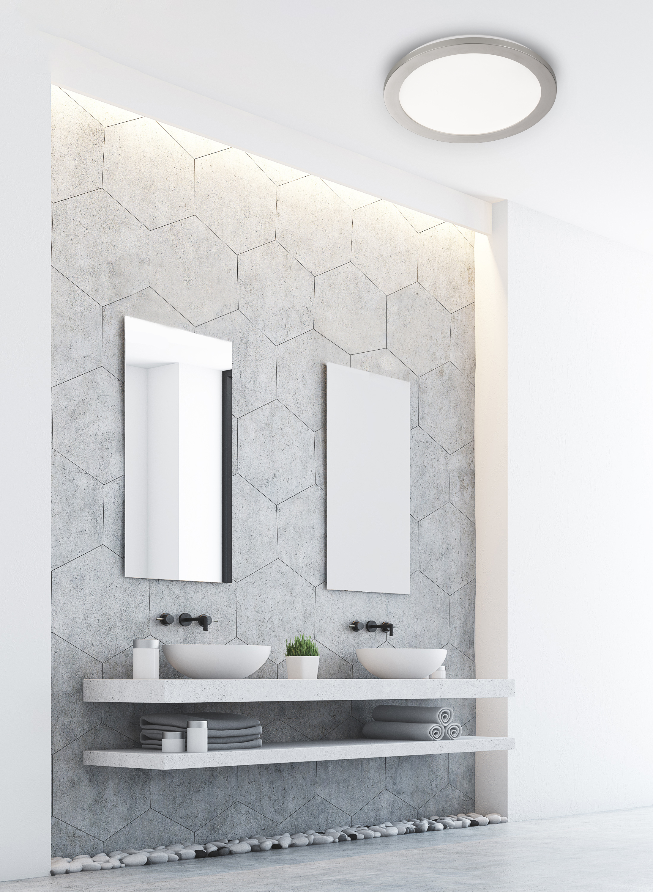 Fischer & Honsel LED-Deckenleuchte GOTLAND in Nickel matt/Acrylglas weiß