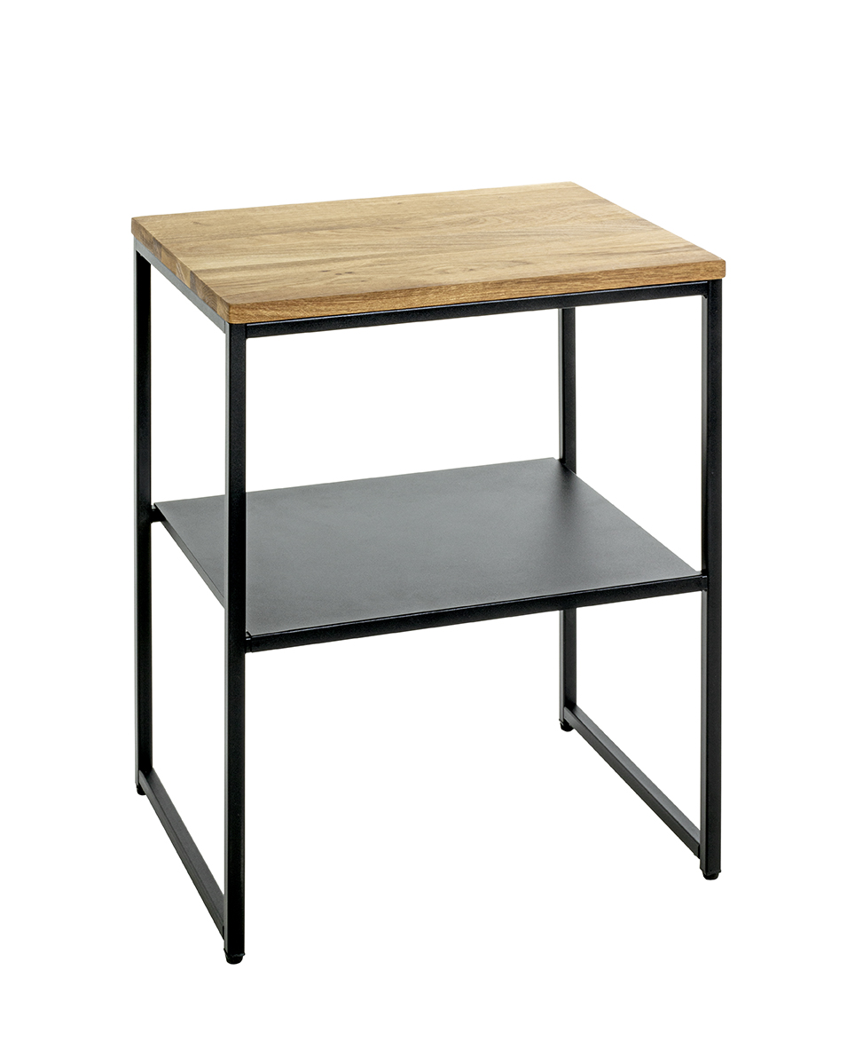 Beistelltisch SACRAMENTO in Schwarz, Beistelltisch, Holzplatte, Metallrahmen, untere Ablage, schwarz