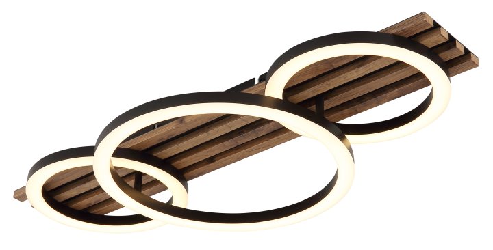 Globo LED-Deckenleuchte TISHA 3-flammig in Farbe schwarz matt, holzoptik dunkel, Zubehor