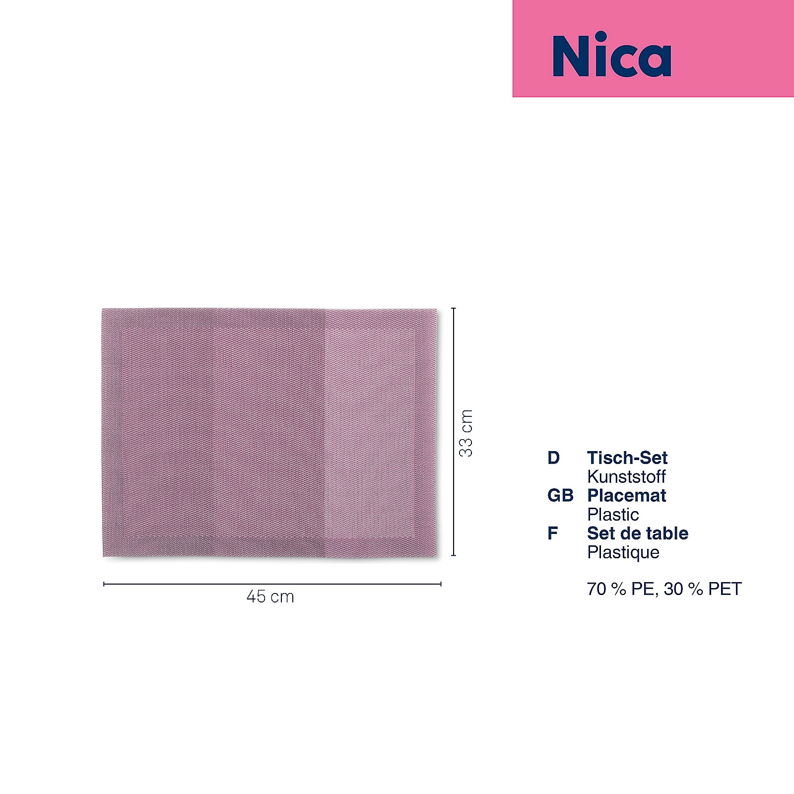 Kela Tisch-Set NICA in Farbe Flieder, Tisch-Set, Placemats, Kunststoff, rosa, Material Kunststoff