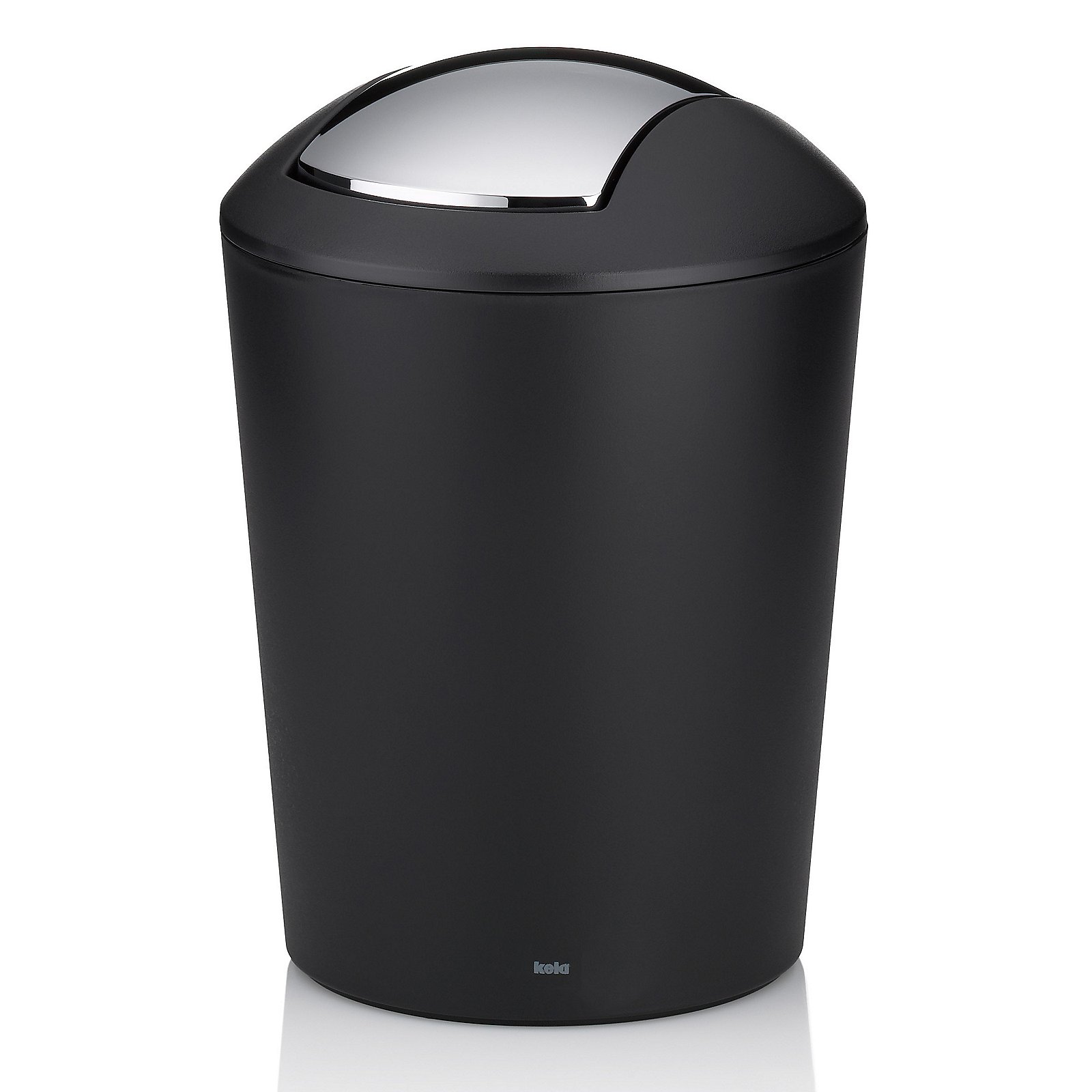 Kela Schwingdeckeleimer MARTA in Farbe Schwarz, Mülleimer, Abfalleimer, Küchenabfall, Schwarz, Kunststoff, mülleimer, abfalleimer, eimer, schwarz, korpus, stainless steel lid