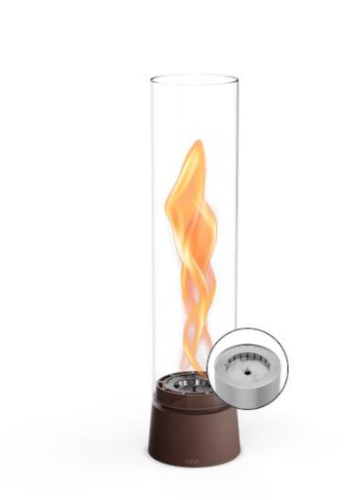 Tischfeuer SPIN air 1200 in Emaille rostbraun H54cm, Tischlampe, Glasshülle, Flamme, Bodenlampe, Deko-Lampe