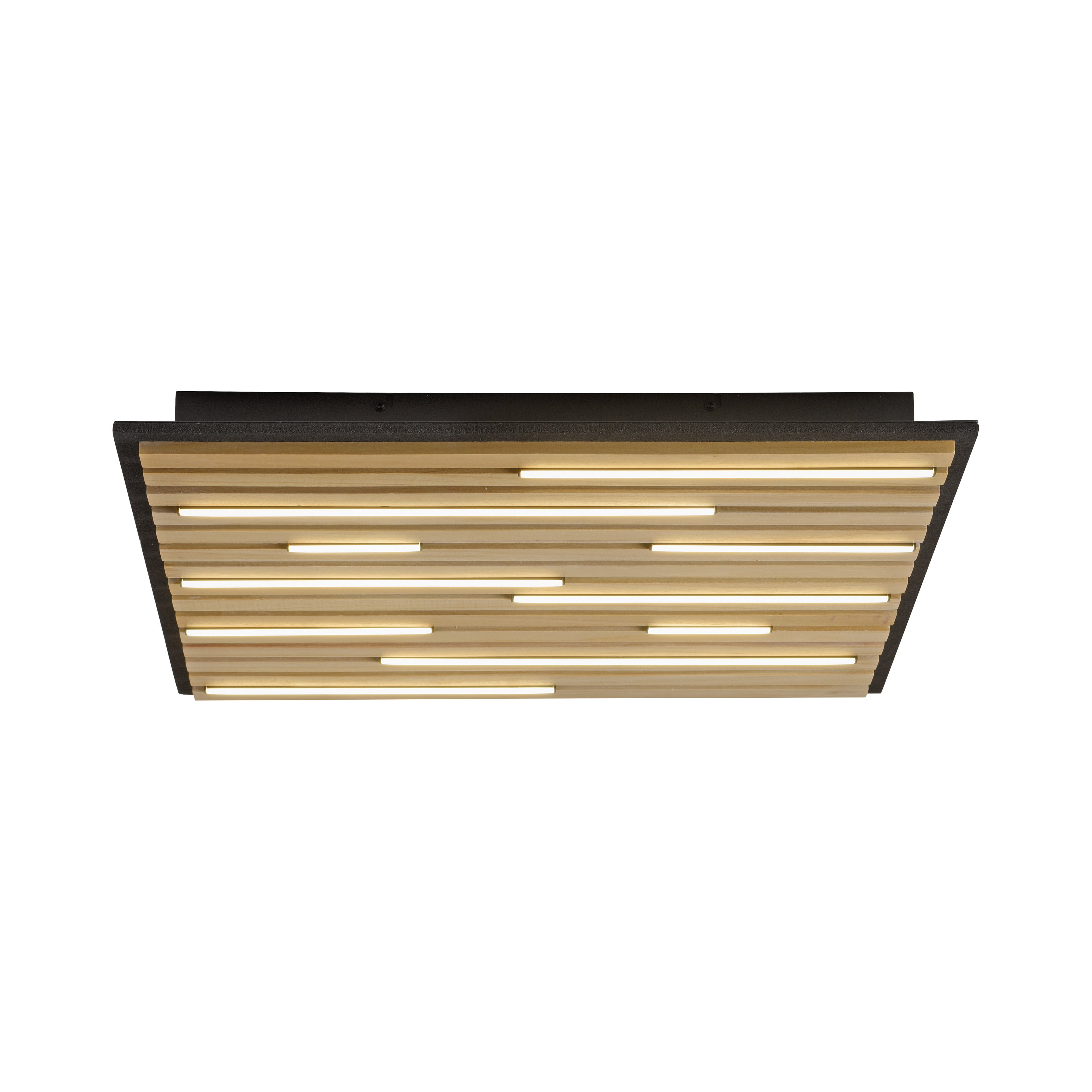 Paul Neuhaus LED-Wand- und Deckenleuchte Q-AKUSTIK 1-flammig in Farbe holz-natur, Deckenleuchte, LED, Holzlatten, lineares Leuchte, modern