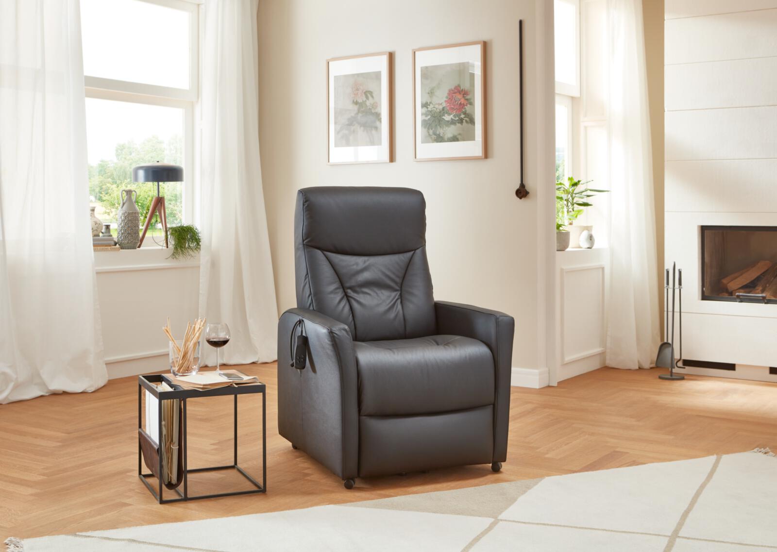 Knudsen Relaxsessel COMFORTIMES in Leder Madras schwarz