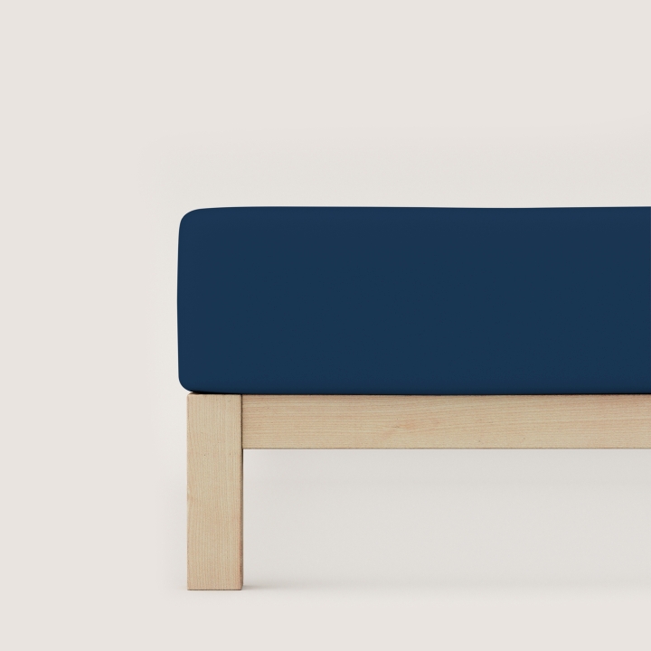 Schlafgut Pure Spannbettlaken ca. 120x200-130x220cm in Farbe Blue Deep