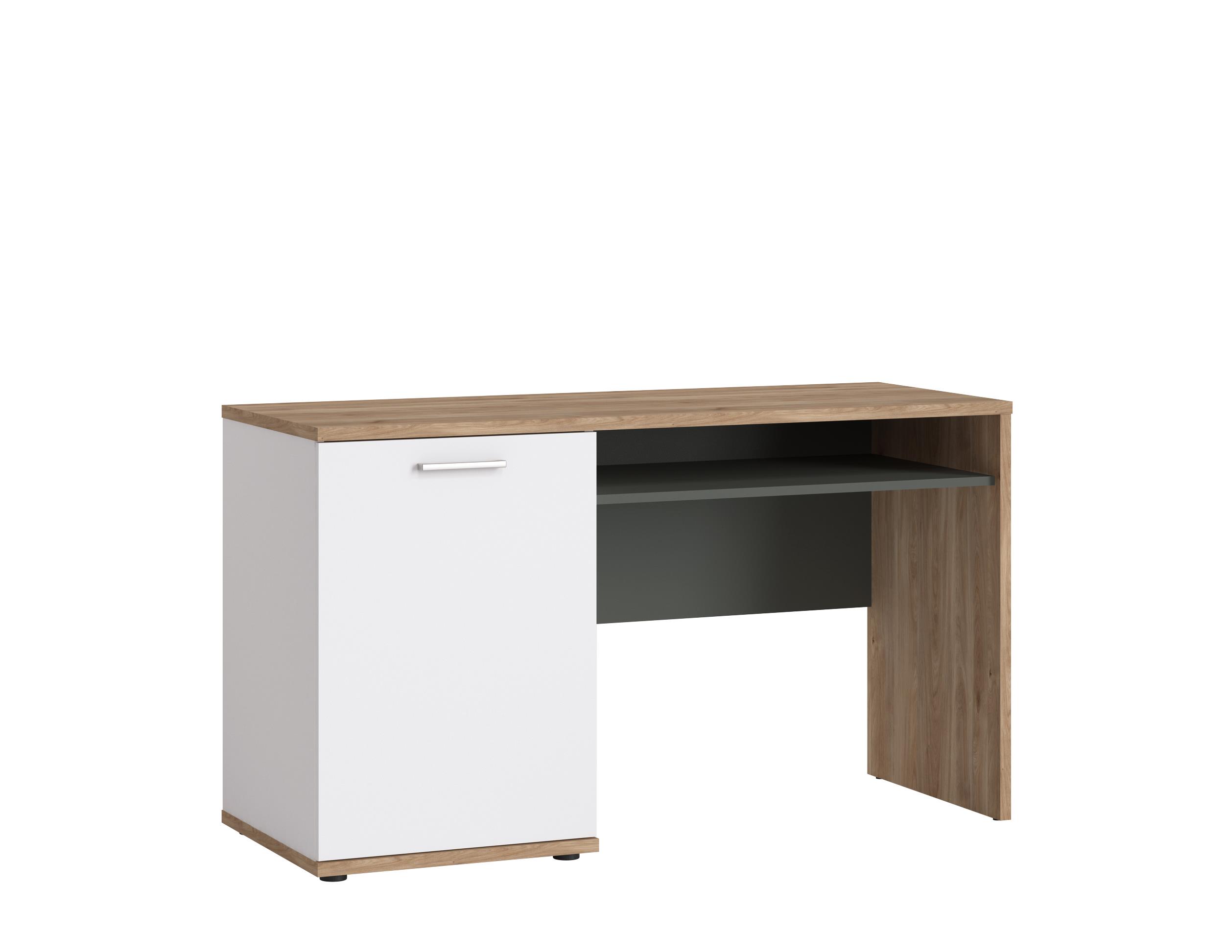Wojcik Meble Schreibtisch TWENTY in Farbe , Schreibtisch, Holzoptik, Weiß, Graues Regal, Schranktür