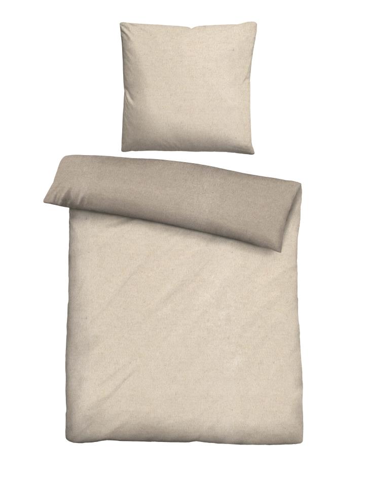 Biber-Melange Bettwäsche in 135x200 cm, creme, Bettwäsche, Bettbezug, Kopfkissen, Leinenoptik, Beige