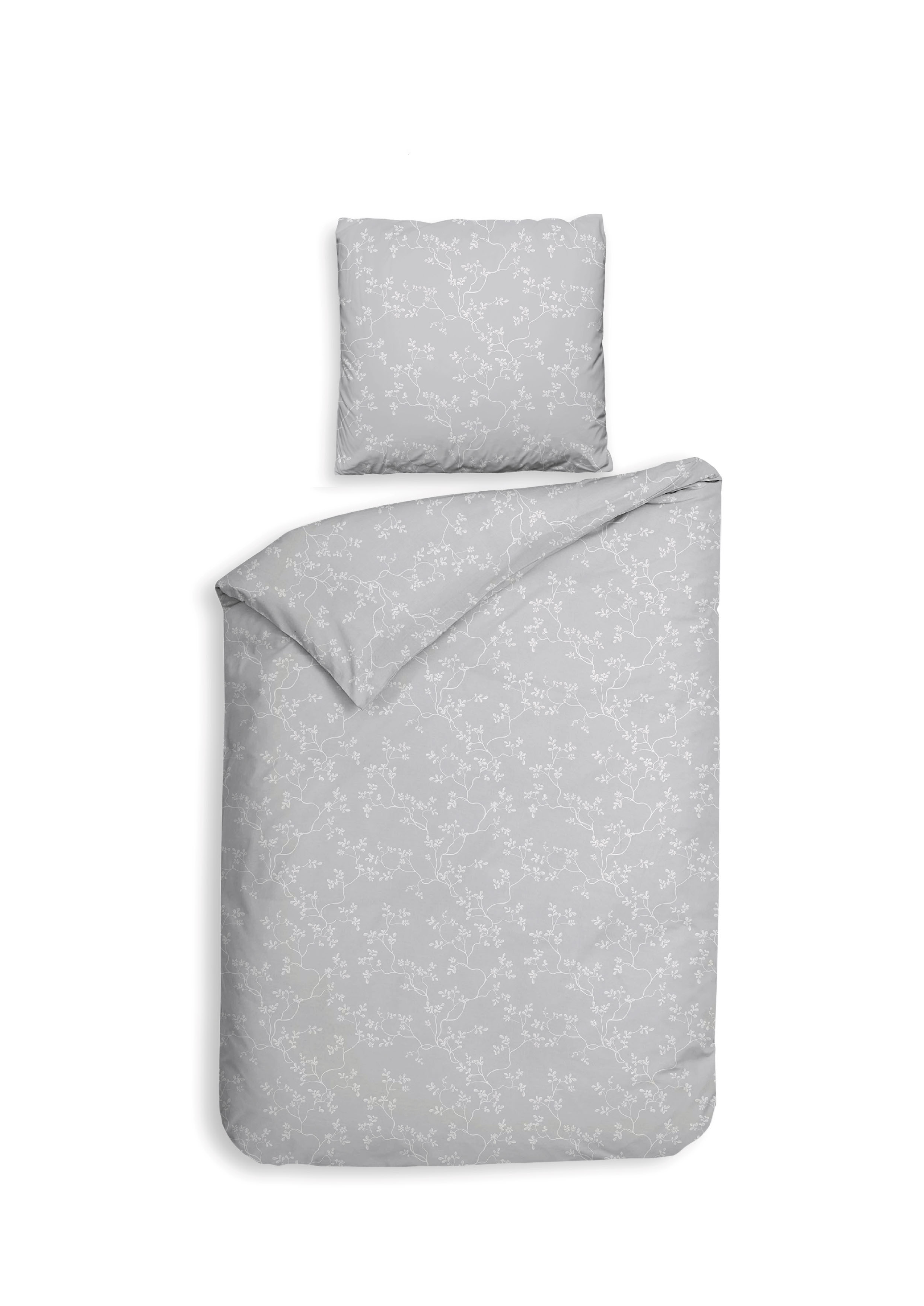 Bettwäsche ca. 155x220cm ALLORO in Grau, Bettwäsche, Bettbezug, Kopfkissen, Streifenfrei, Grau