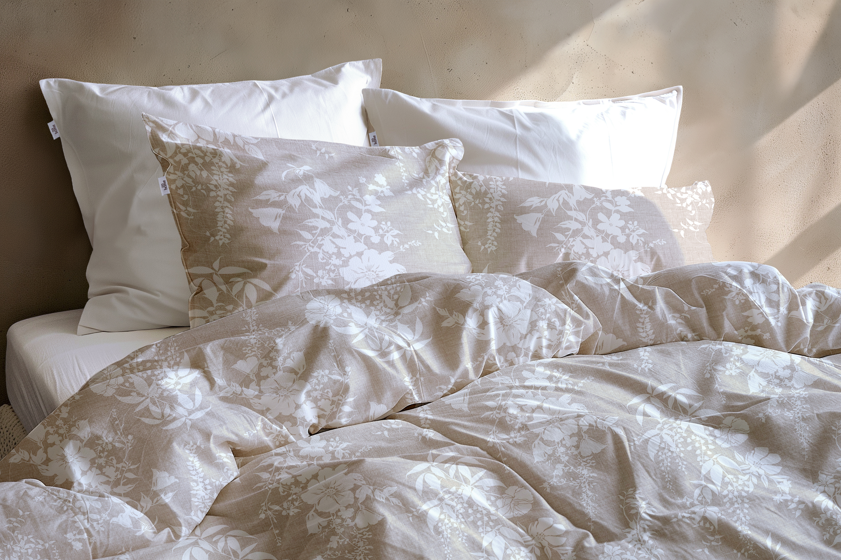 Heckettlane Bettwäsche ca. 155x220cm in Farbe Sandy-Beige, Kissen, Dekoration für Zuhause, Kopfkissen, Bett, Leinen