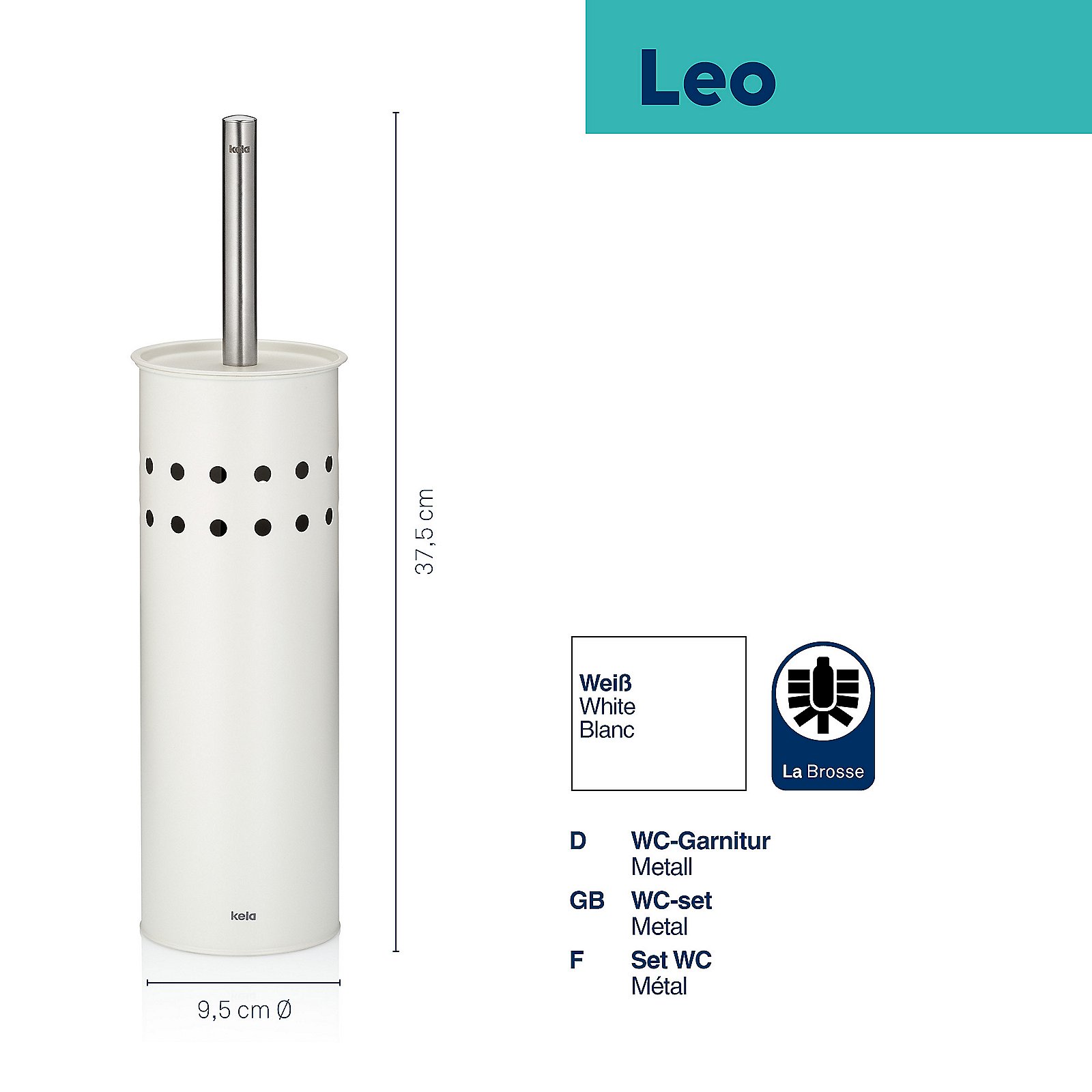 Kela WC-Garnitur LEO in Weiß, Zylinder, Pinsel, Gerät, Werkzeug