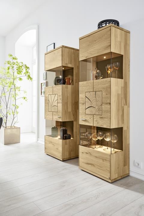 Musterring Schrank Portland, ca. 62,4 x 200,2 x 39,7 cm in Wildeiche bianco mit Hirnholzakzenten