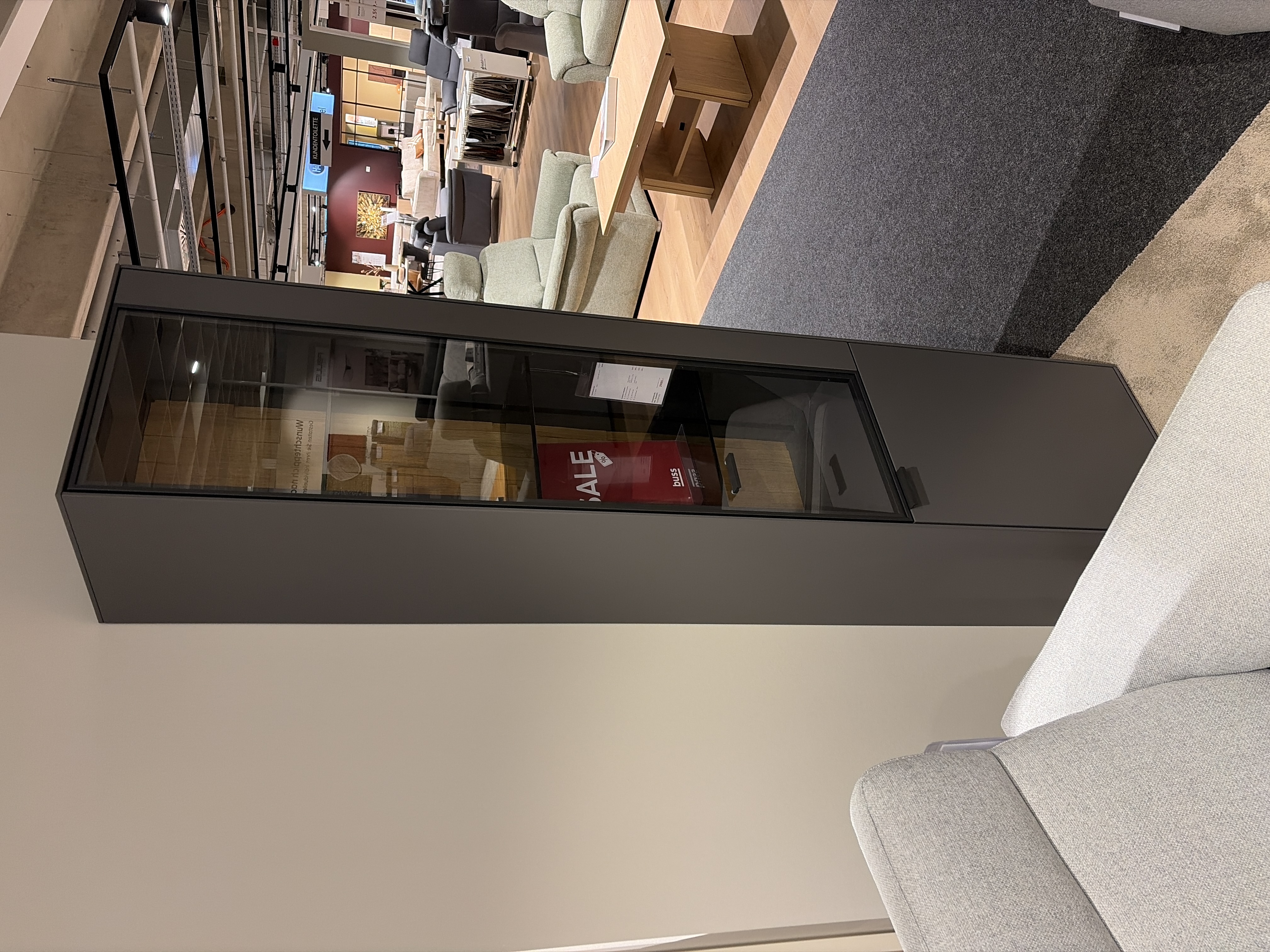 Vitrine, Schrank, Vitrine, Schaukasten, Grau, Glasfront