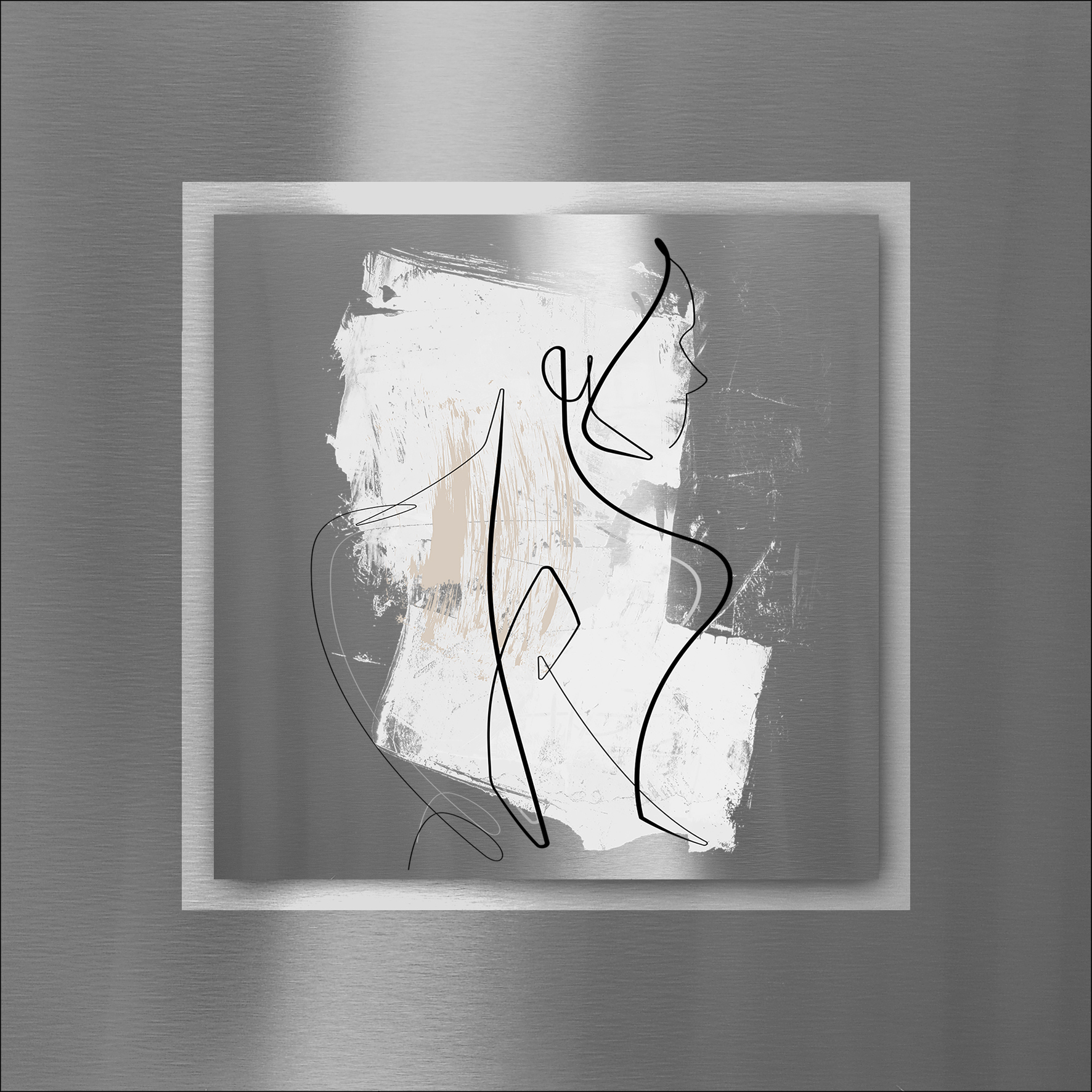ProArt Double-Alu -Dibond bedruckt mit Aufsatz aus Dibond 50x50cm Figure Lines II