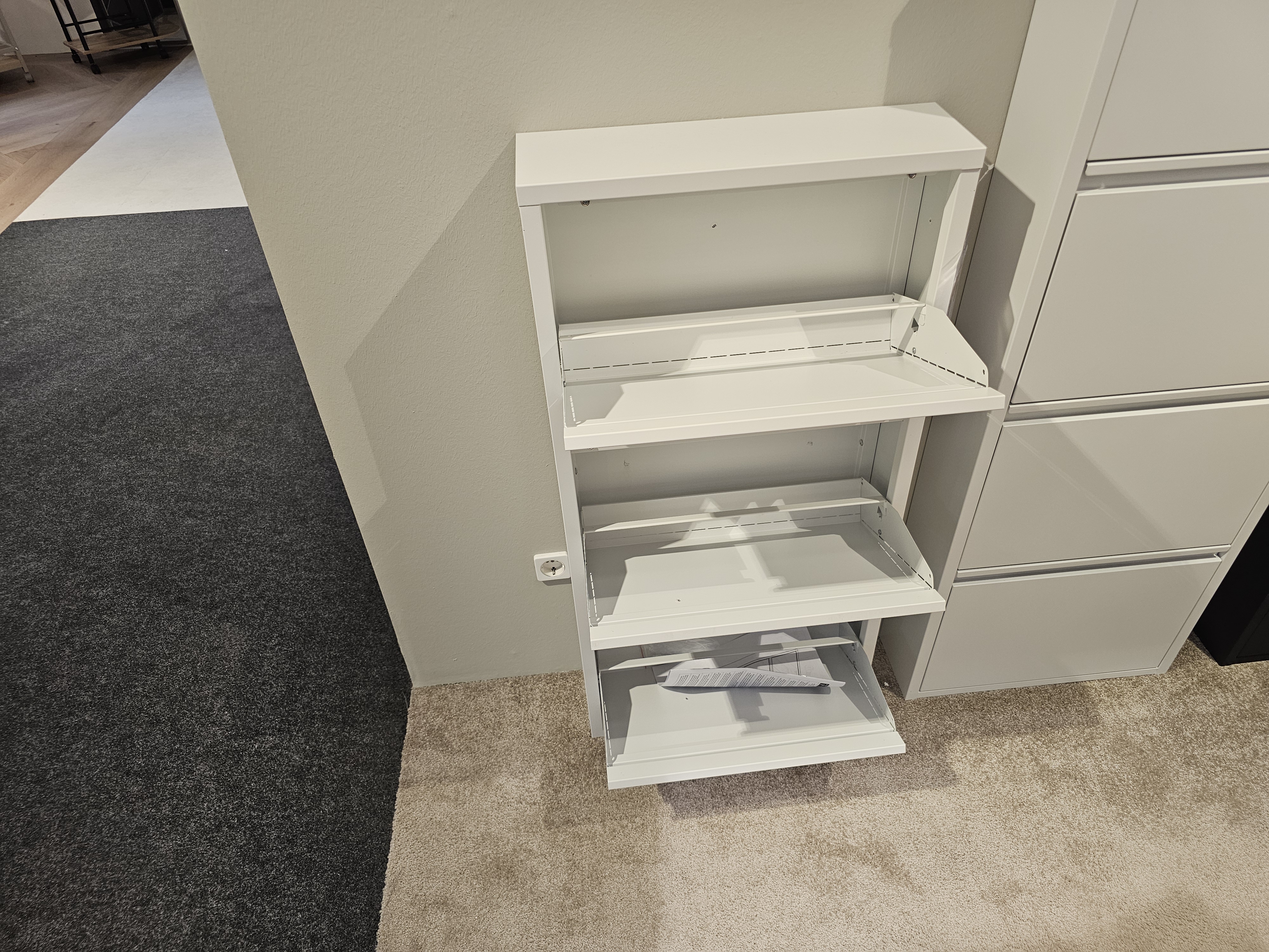 Schuhkipper BERT in weiß, Schubladenkasten, Schrank, Metallregal, weiß, Wohnzimmermöbel
