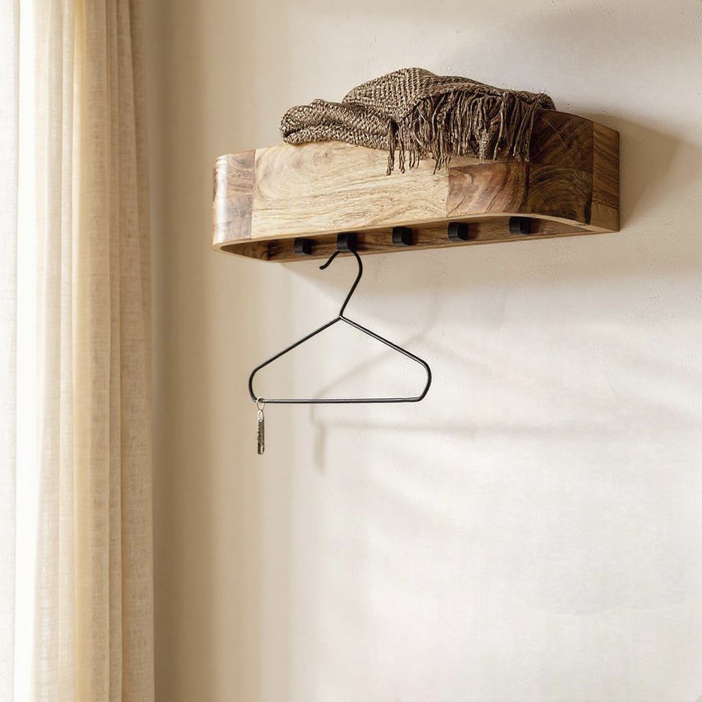Wandgarderobe in Mehrfarbig, Kleiderbügel, Halterung, Holzregal, Garderobenhalter, Jackenbügel, holzregal, kleiderstange, hakenleiste, wandhalter, mantelhaken