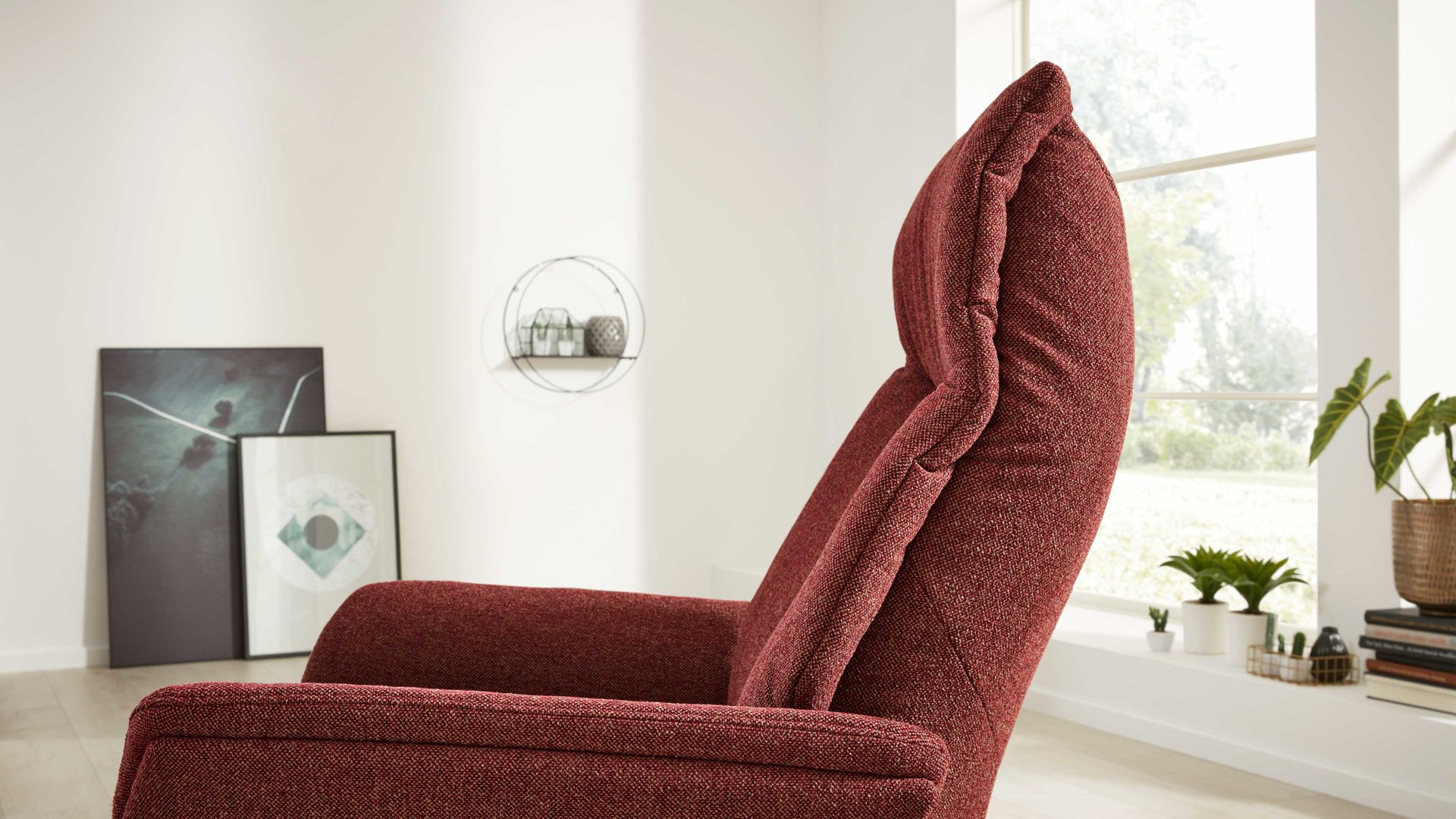 Interliving Relaxsessel, 2-motorisch IL-4550 in Stoff Melange chianti/Sternfuß anthrazit 