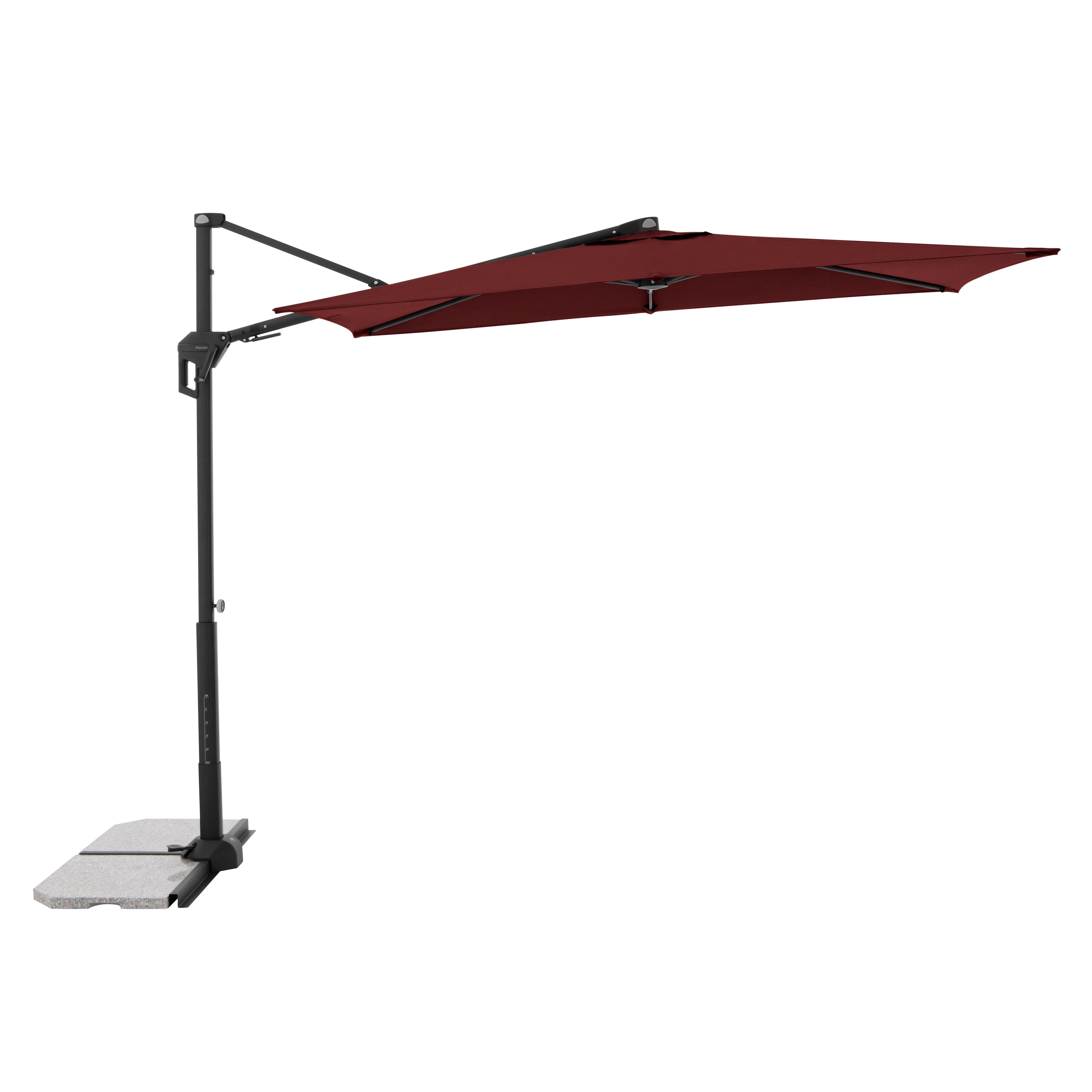 Doppler Pendelschirm ACTIVE GREEN EDITION in Farbe Bordeaux, Outdoor-umbrella, Patio-umbrella, Sonnenschutz, Aluminiumstange, Steinbase