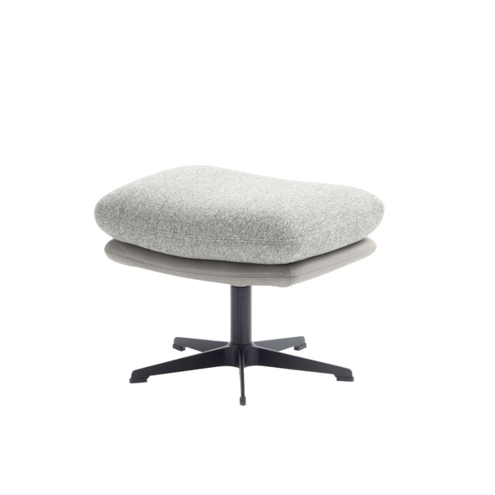 SCHÖNER WOHNEN-Kollektion Hocker KIKO in Stoff Sneak steel/Leder Evita light grey