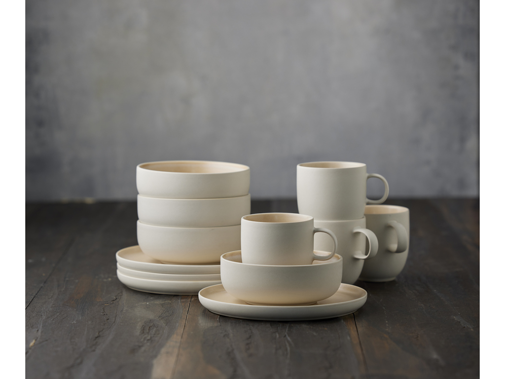 F&H Brunch-Set STUDIO ROUND NORTH in Farbe Matte white/Matte sand