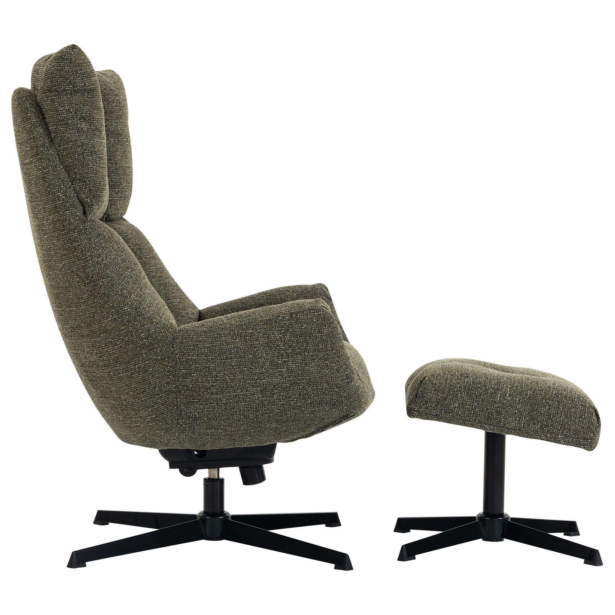 Relaxsessel mit Hocker, Sessel, Fußhocker, Schwenkbar, Stoff, Grün