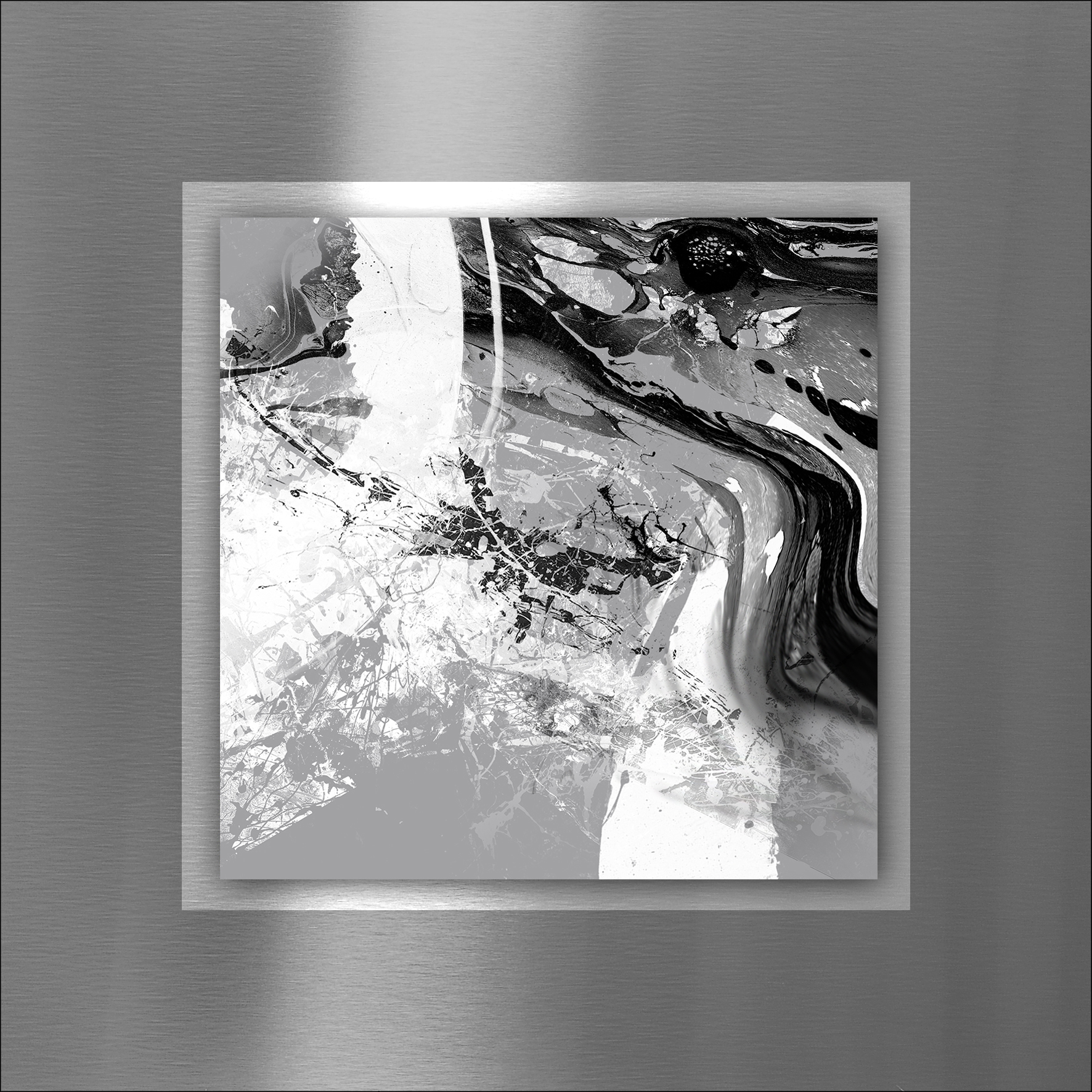 PRO ART Double-Alu -Dibond bedruckt mit Aufsatz aus Dibond 50x50cm Abstract Waves l