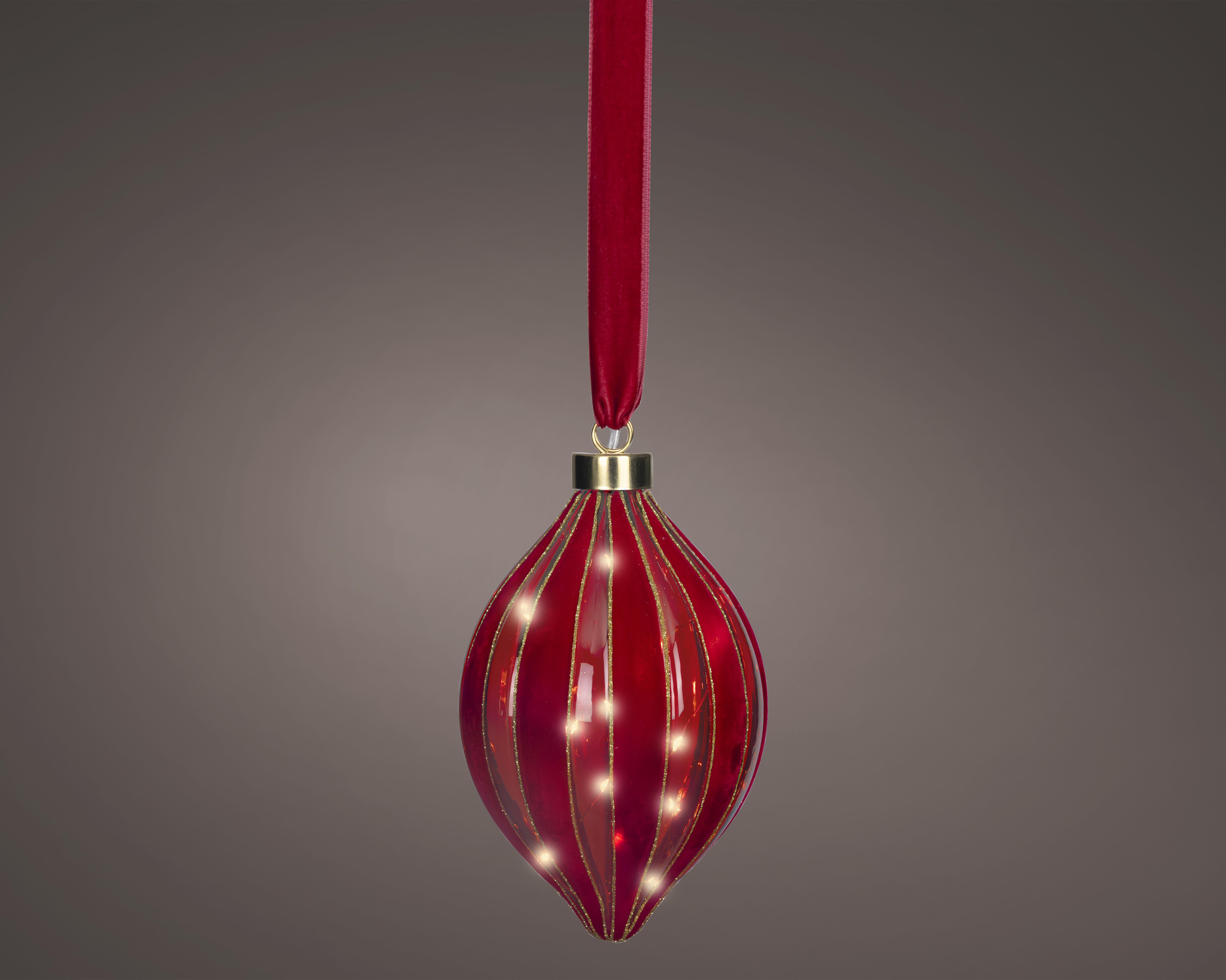 Kaemingk Micro LED Olive 489449 ca. H21 cm, D12,5 cm in Rot/Weiß, Dauerbetrieb indoor, Zubehor, Lampe