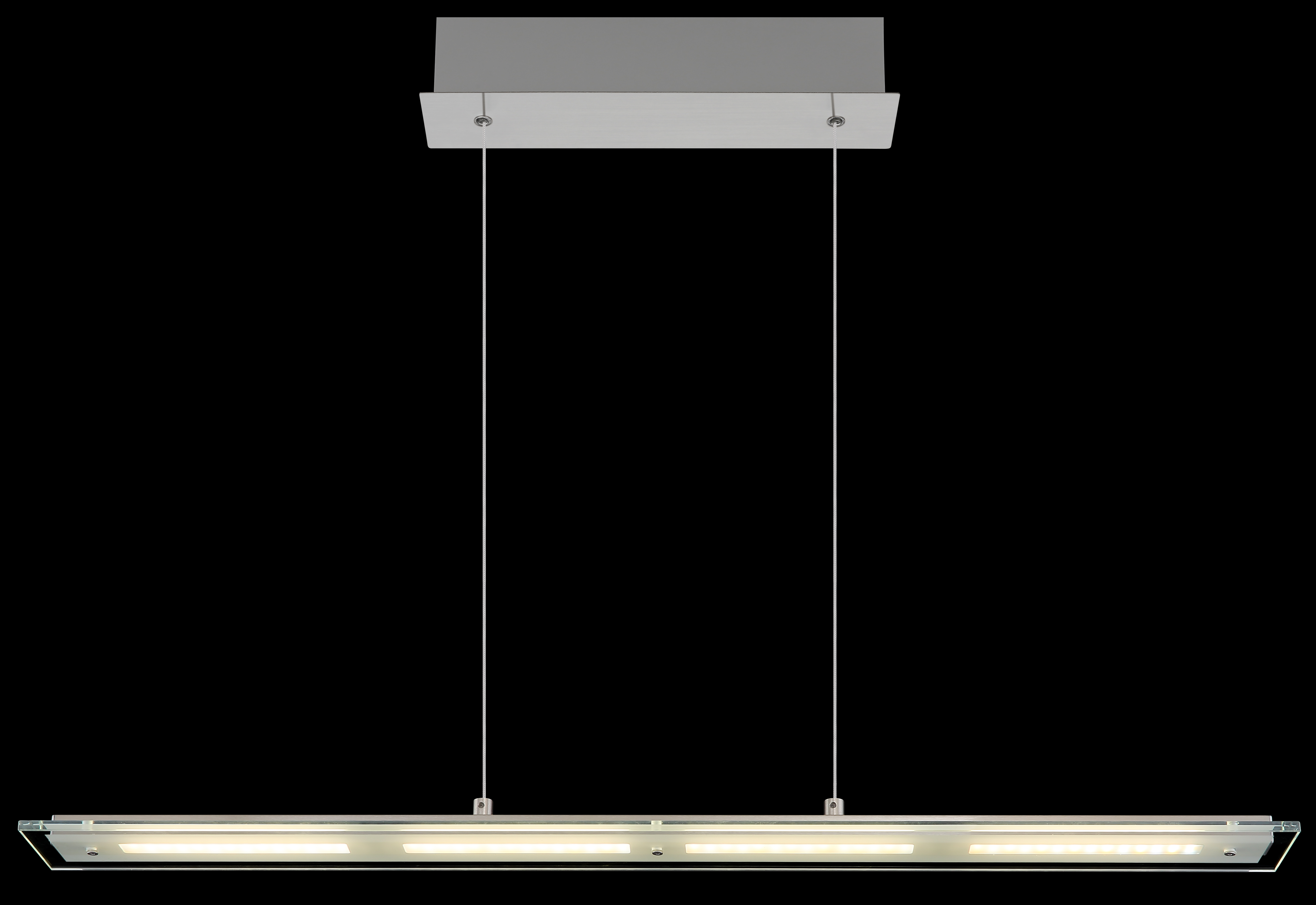 LED-Hängeleuchte in Fb. Nickel Matt, Pendelleuchte, lineare Pendelleuchte, LED, Metall, Glas