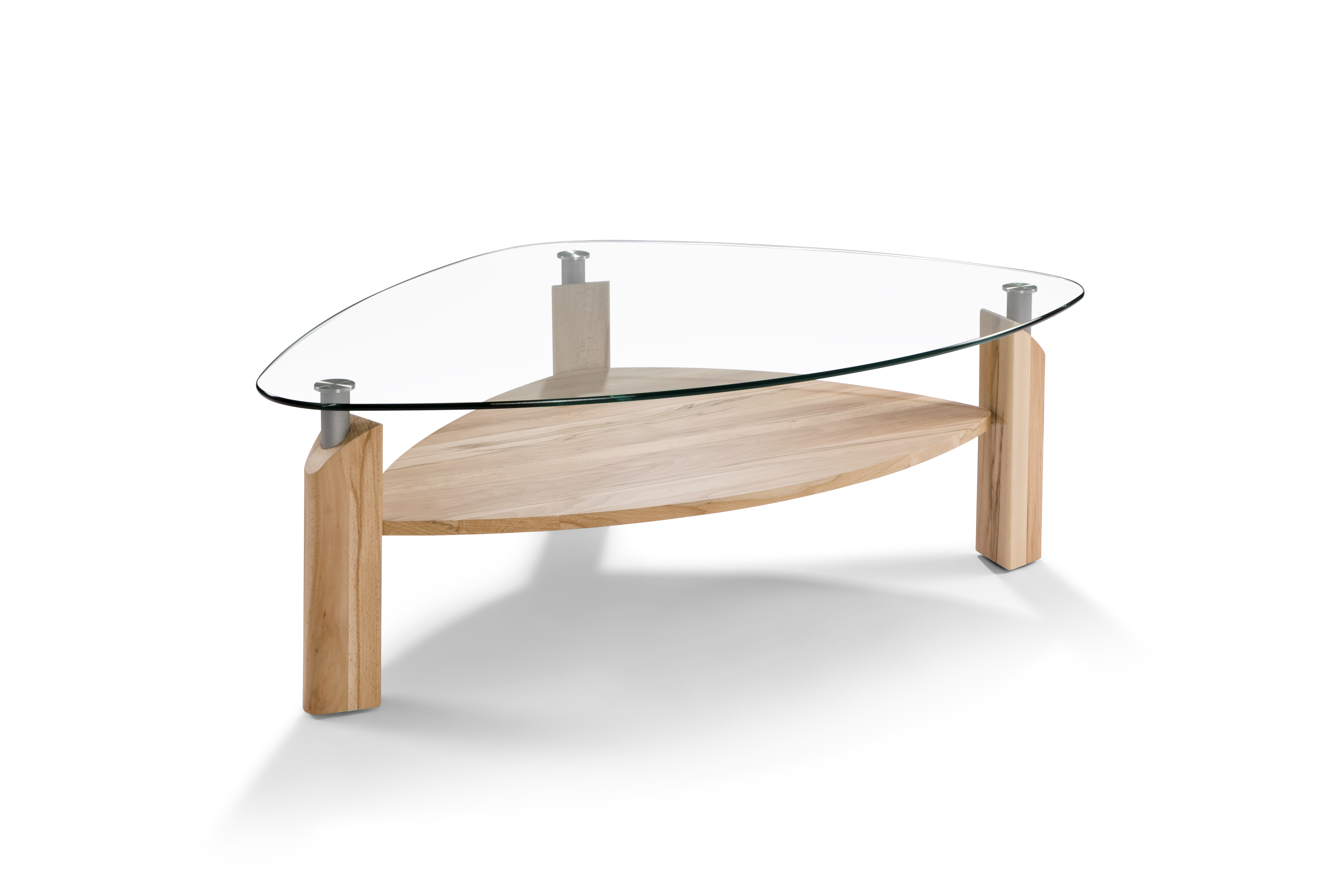 Hasse Möbel Collection Couchtisch ca. 121 x 85 cm, Höhe ca. 45 cm in Kernbuche teilmassiv/Klarglas, 12 mm