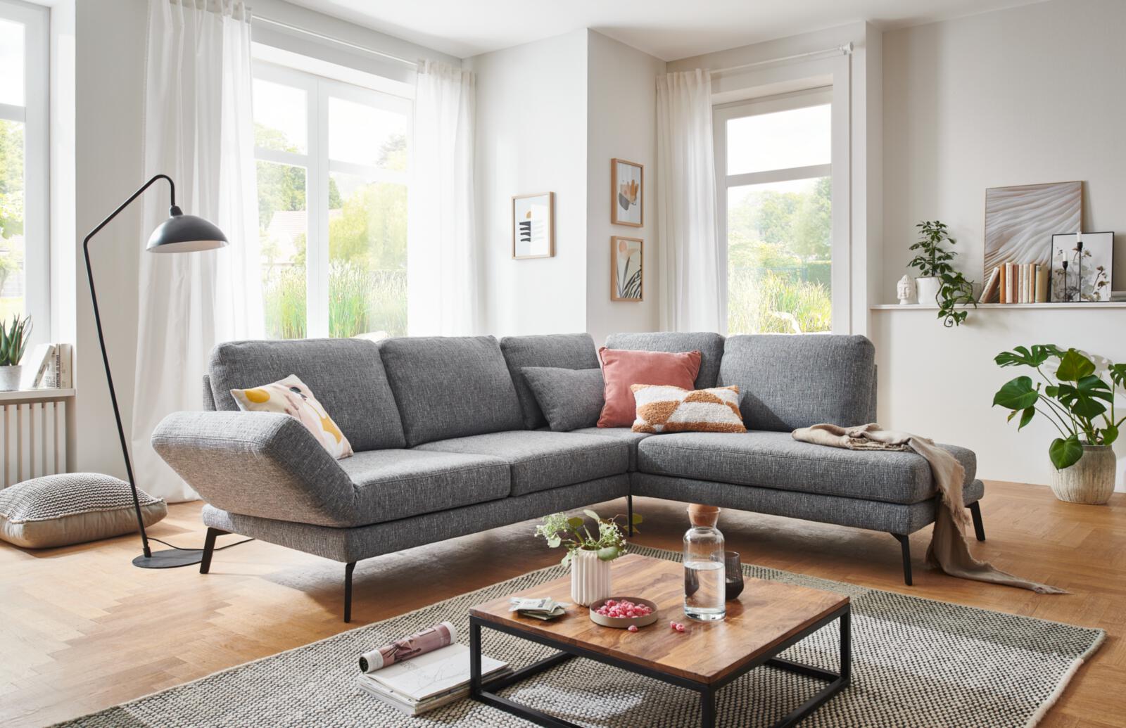 Candy Polsterecke TWISTER ca. 253x207cm in Stoff Prime blue grey, Dekoration für Zuhause, Lampe, Couch, Mobiliar, Tabelle