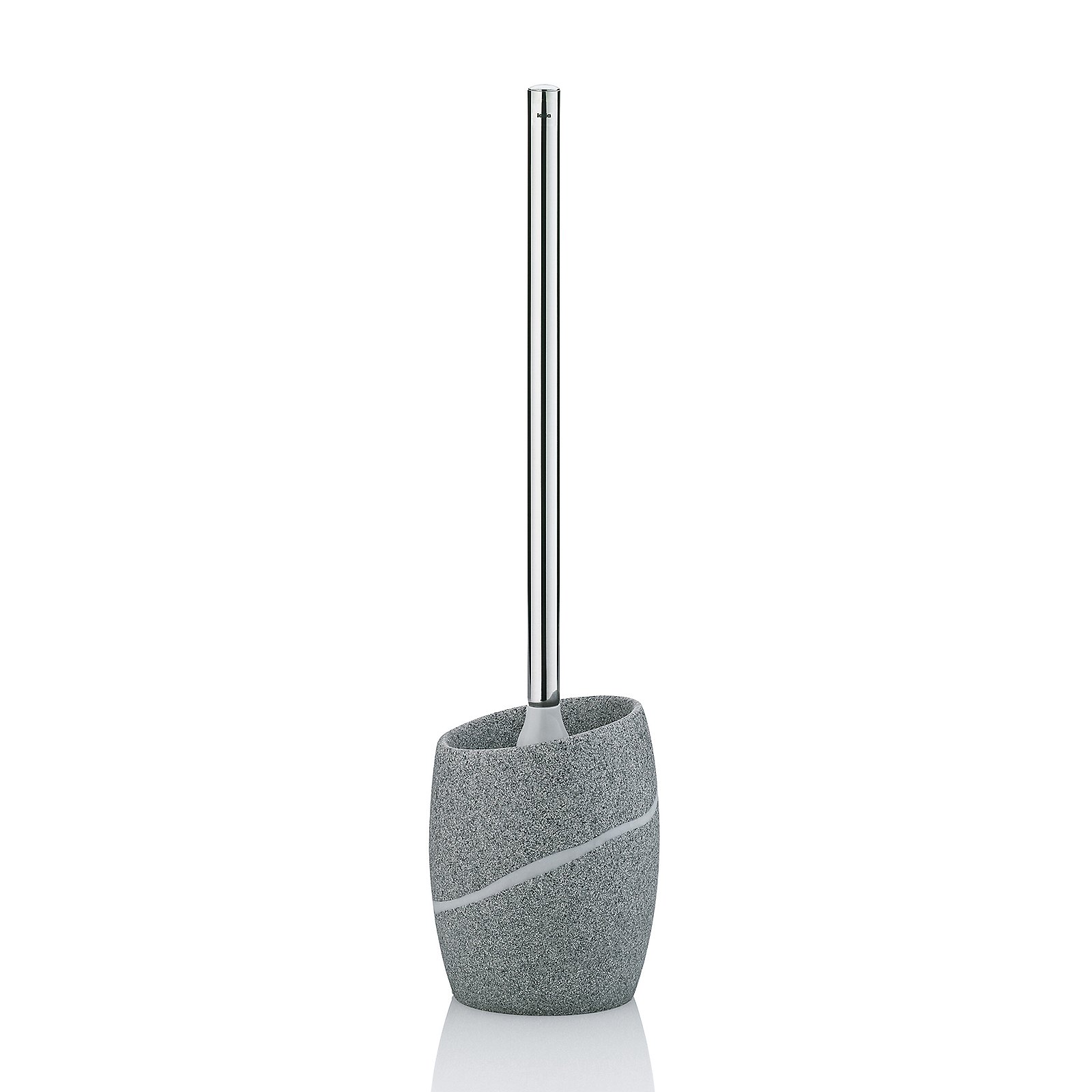Kela WC-Garnitur Talus Kunststoff Grau, Toilettenbürste, Bürste, Stahlstiel, Granithalter, Kunststein-Design, Toilettenbürste, Granit, Acryl/Metall-Garnitur, Stahlbürste, Bad-Accessoire