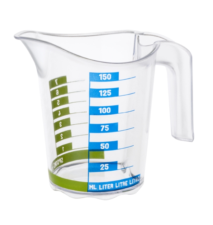 Rotho Messbecher DOMINO in Farbe Azzurroblau, Pokal, Messbecher