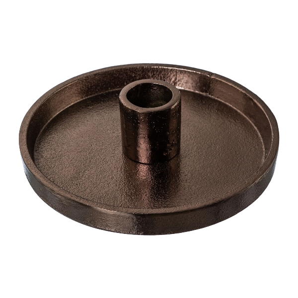 Kerzenhalter rund 13x4x13cm 6421517-47 in Grau, metal, disc, basisset, platte, mit-loch