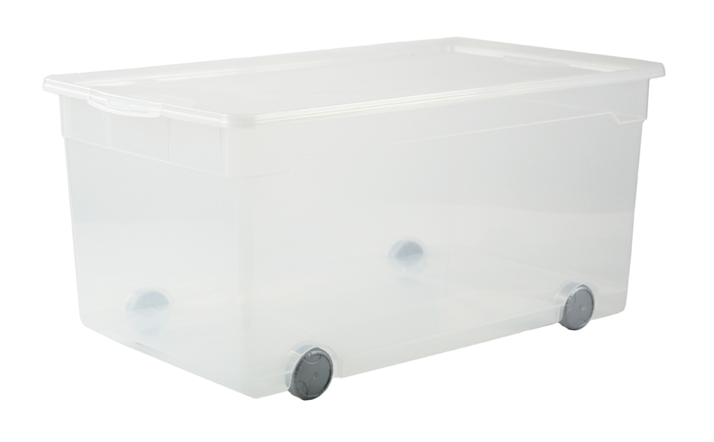 Rotho Clearbox mit Rollen CLEAR in Farbe Transparent