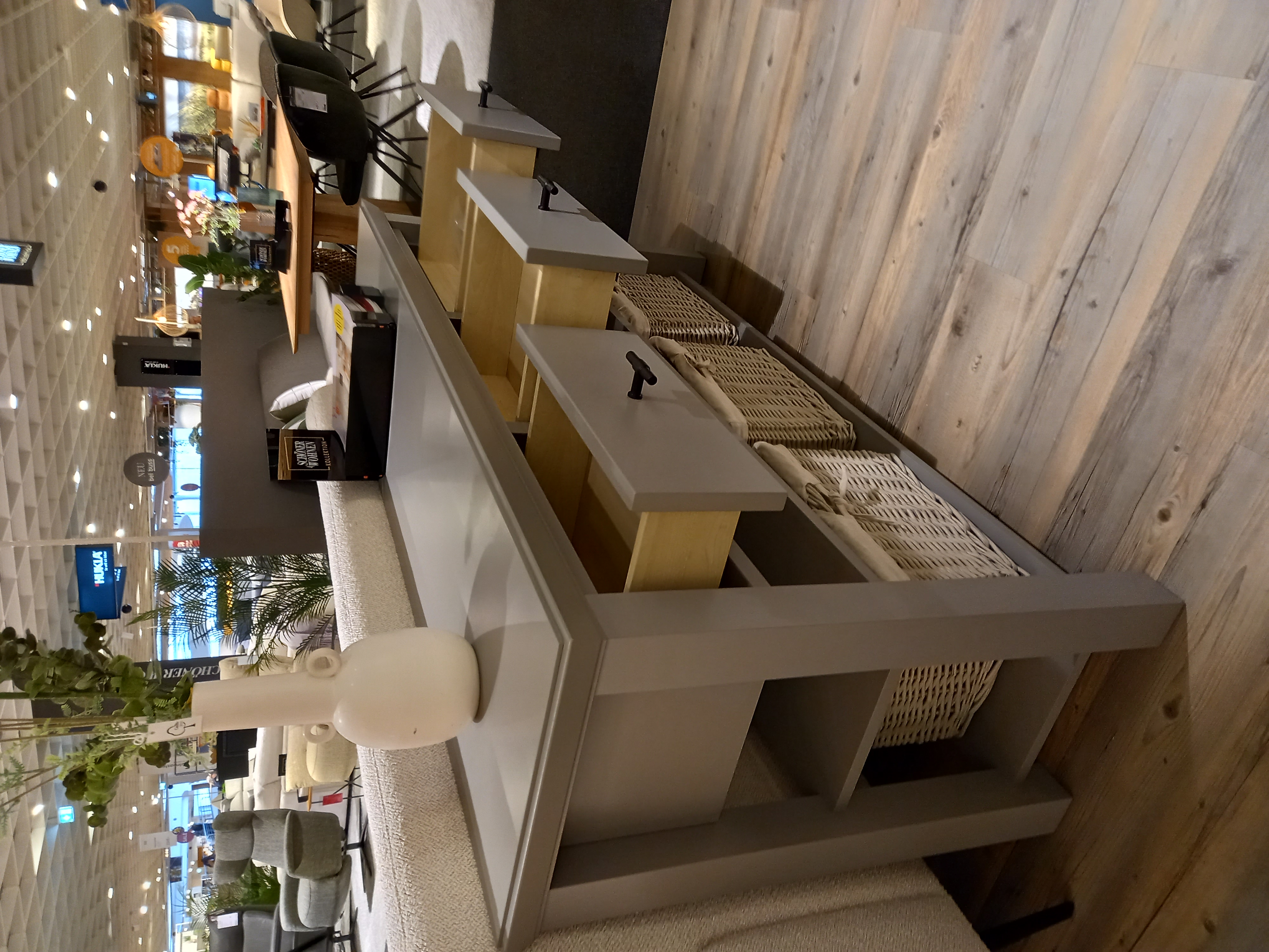 SCHÖNER WOHNEN-Kollektion Anrichte VILLAGE ca. B157 H81 T43 cm in Front/Korpus stone SCHÖNER WOHNEN-Kollektion Anrichte VILLAGE ca. B157 H81 T43 cm in Front/Korpus stone, couch, sofa, wohnzimmer, auflage, gewebterkorb